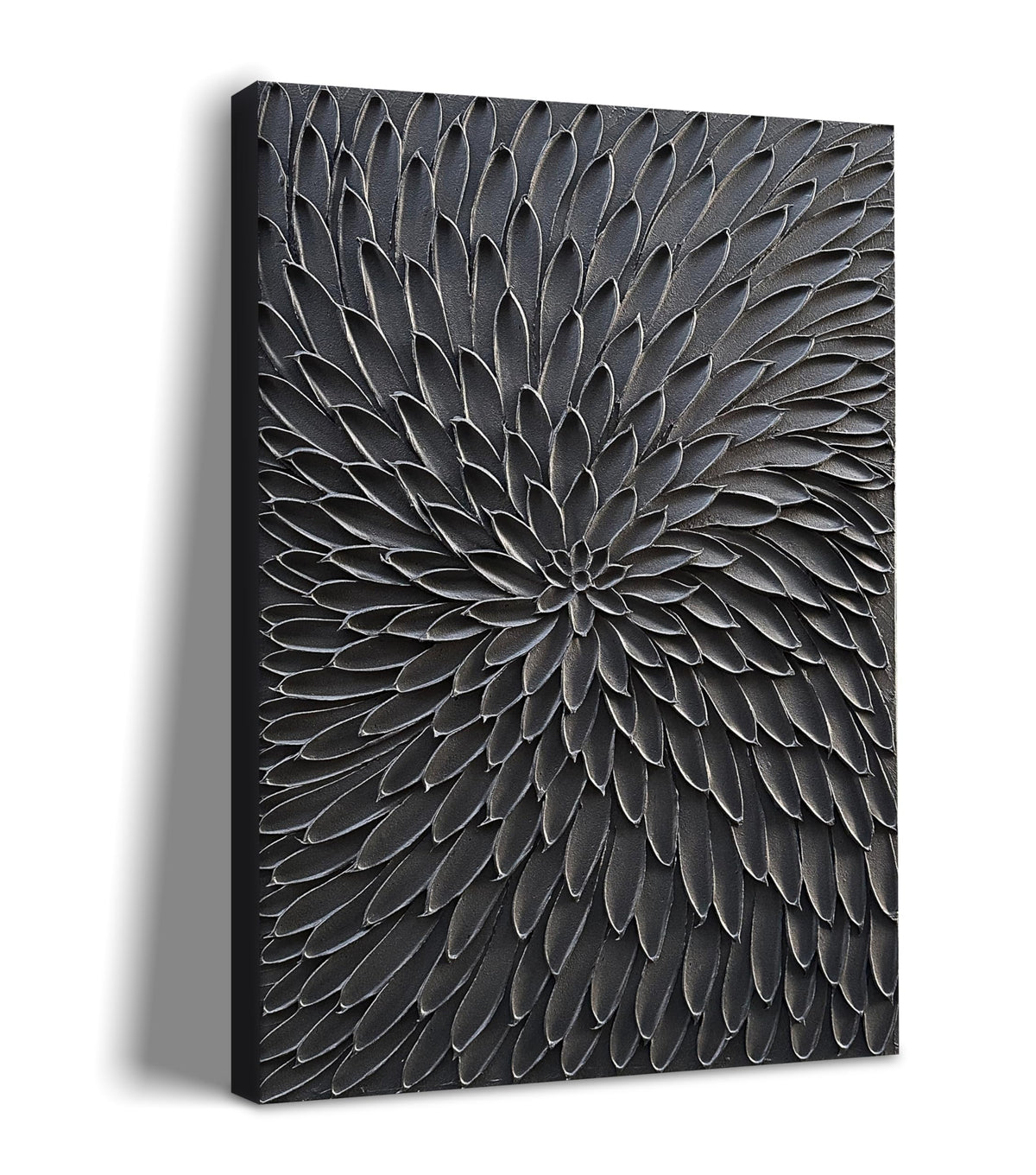 Art Hand Painted Thick Textured Black Abstract Style Oil Painting
