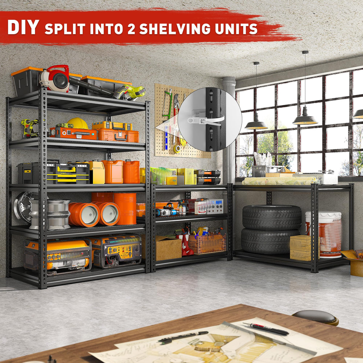 72" H Garage Shelving Load 2500Lbs for Homeowners and Commercial Use (2 Count)