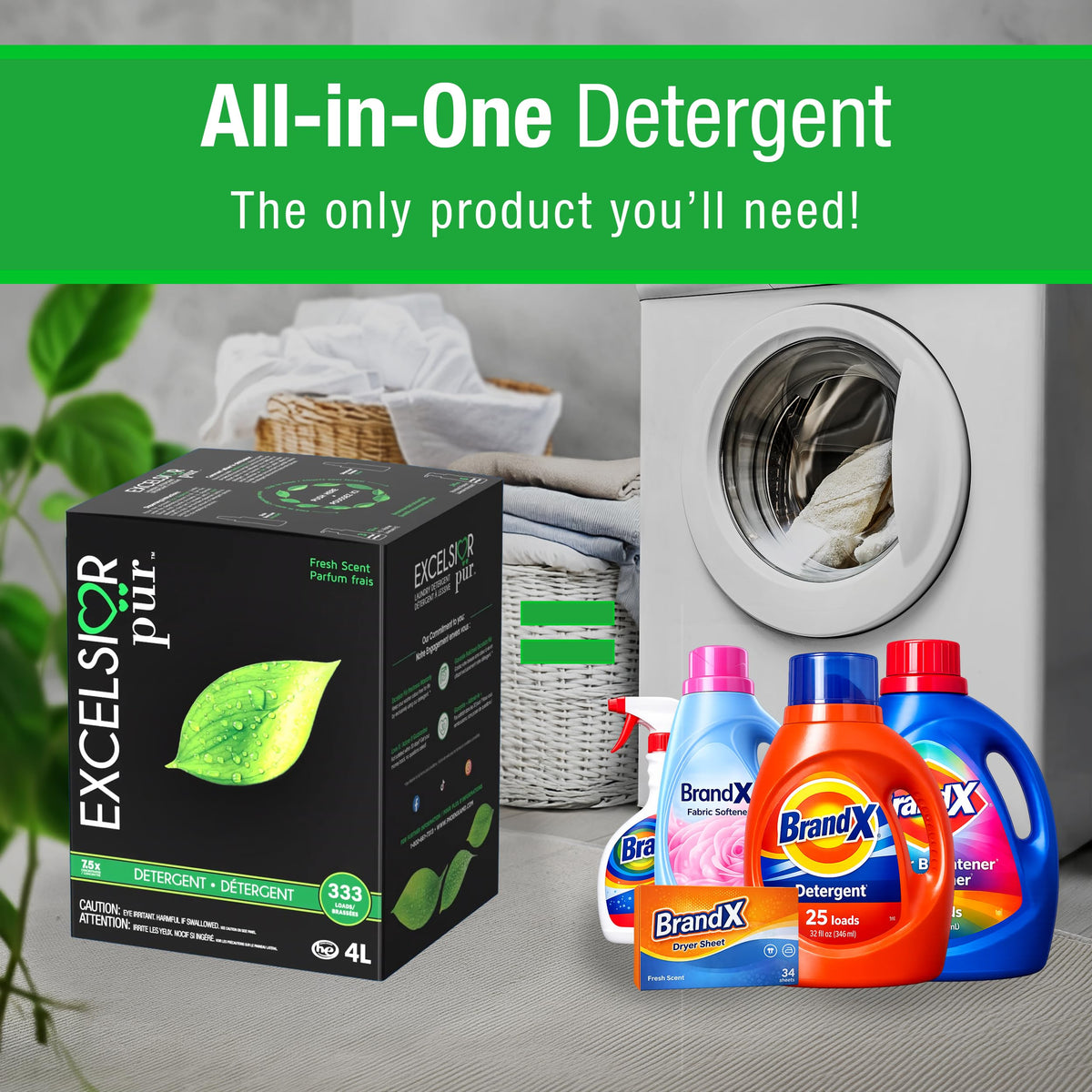 Excelsior Pür HE Laundry Detergent Liquid 7.5x Concentrated 333 Loads (135.25 Fl Oz)