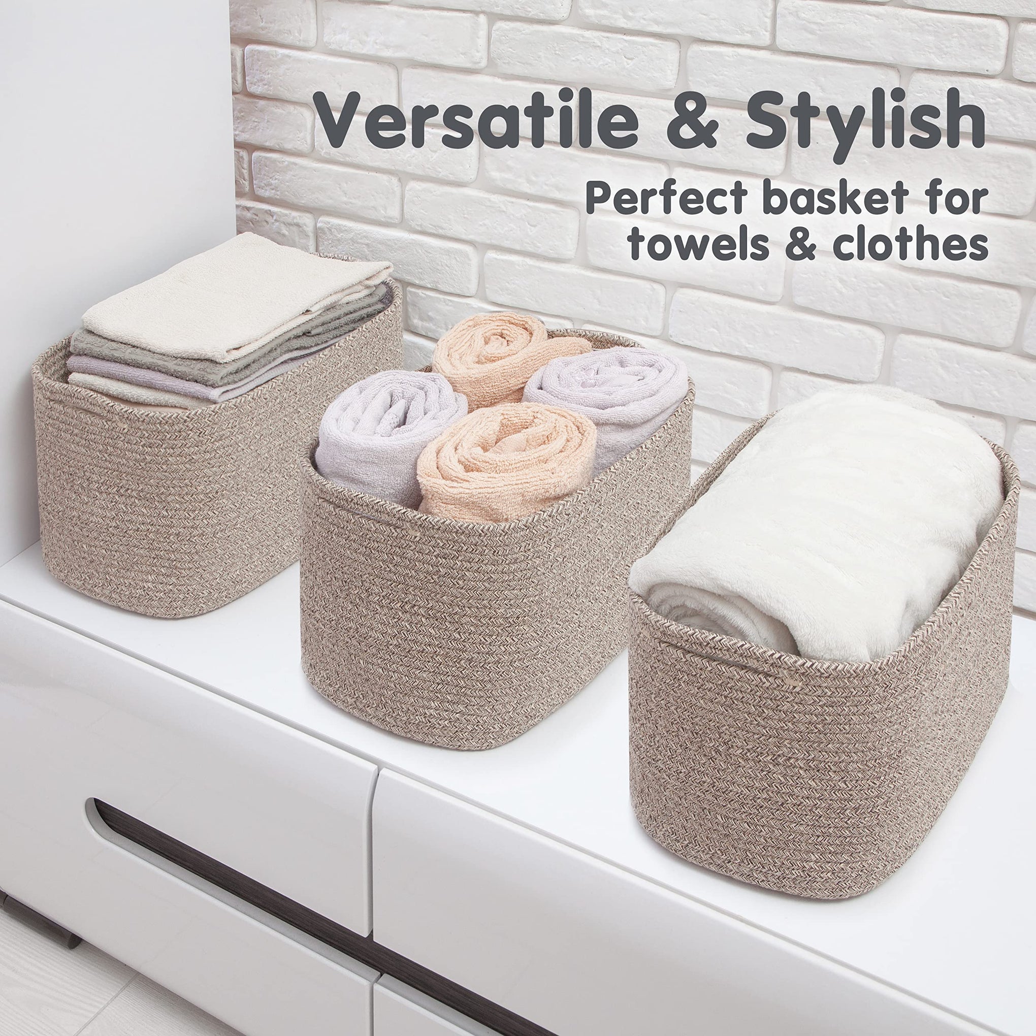 Cotton Rope Baskets for Organizing (3 Count)