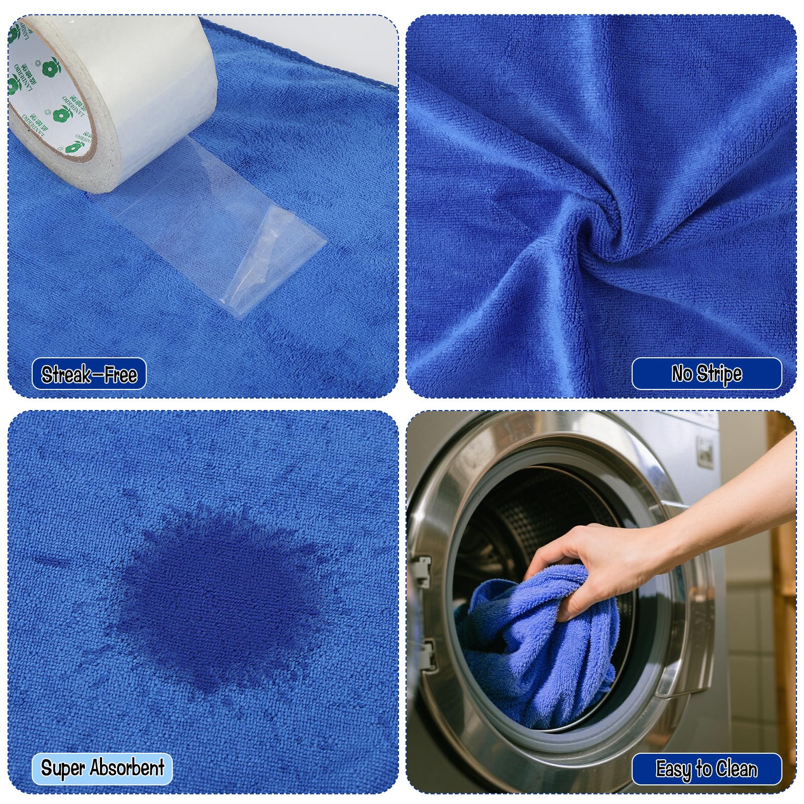 4 Pack Extra Large Microfiber Cleaning Cloths 20"x30" (4 Count)