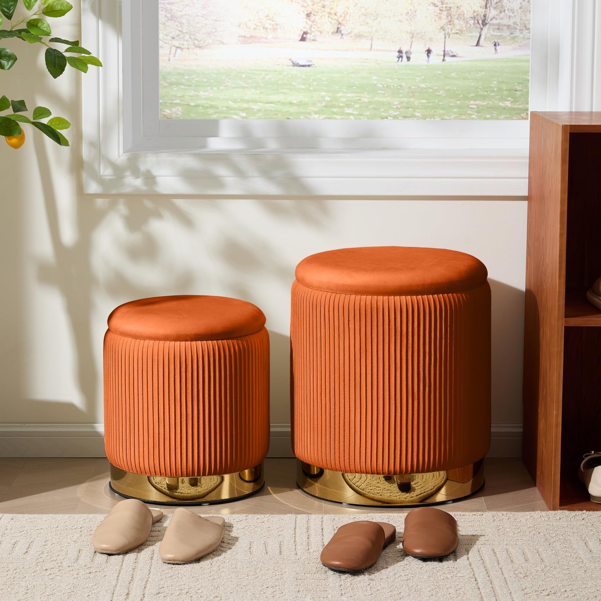 Round Ottoman with Storage Set of 2 (2 Count)