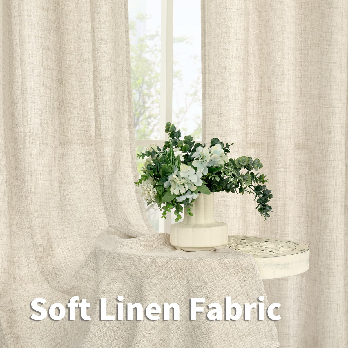 Extra Long Linen Curtains 108 Inch Length for Living Room (2 Count)