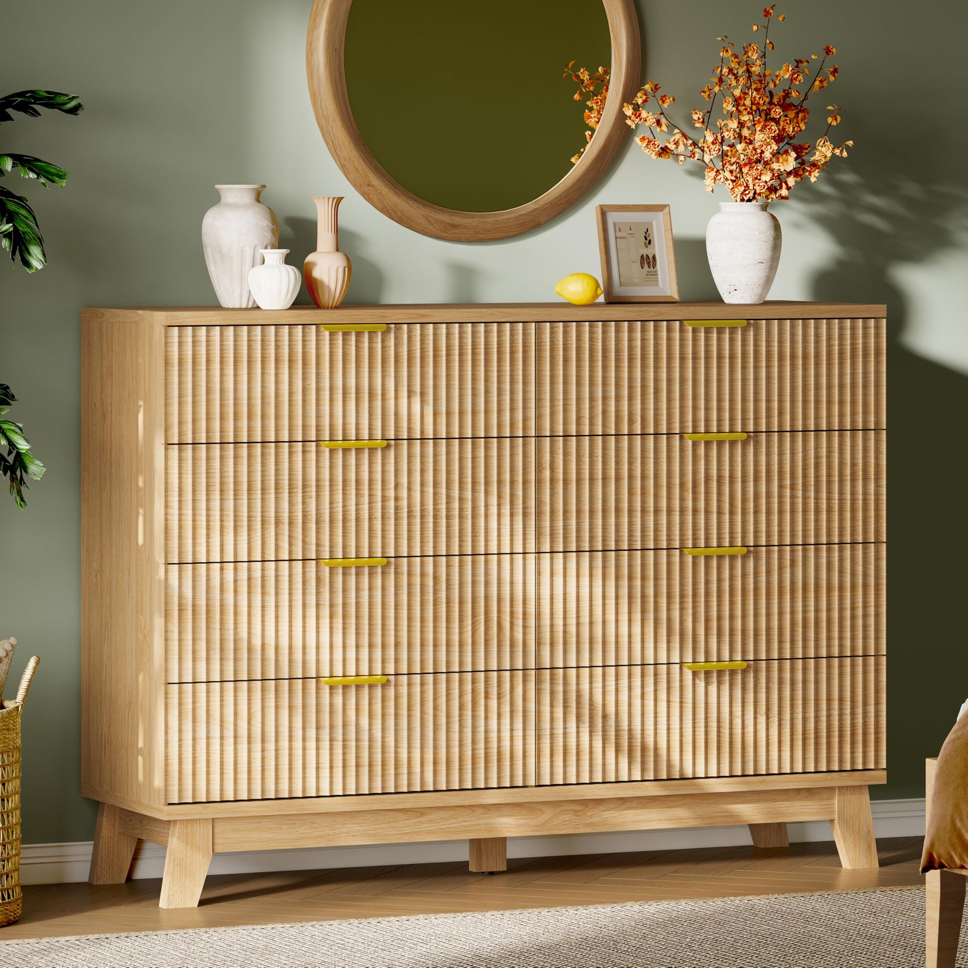 Fluted Dresser with 8 Drawers