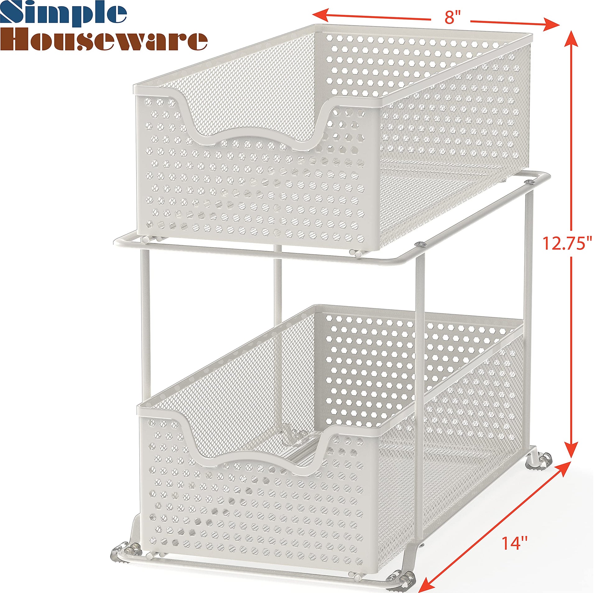 2 Tier Sliding Cabinet Basket Organizer Drawer