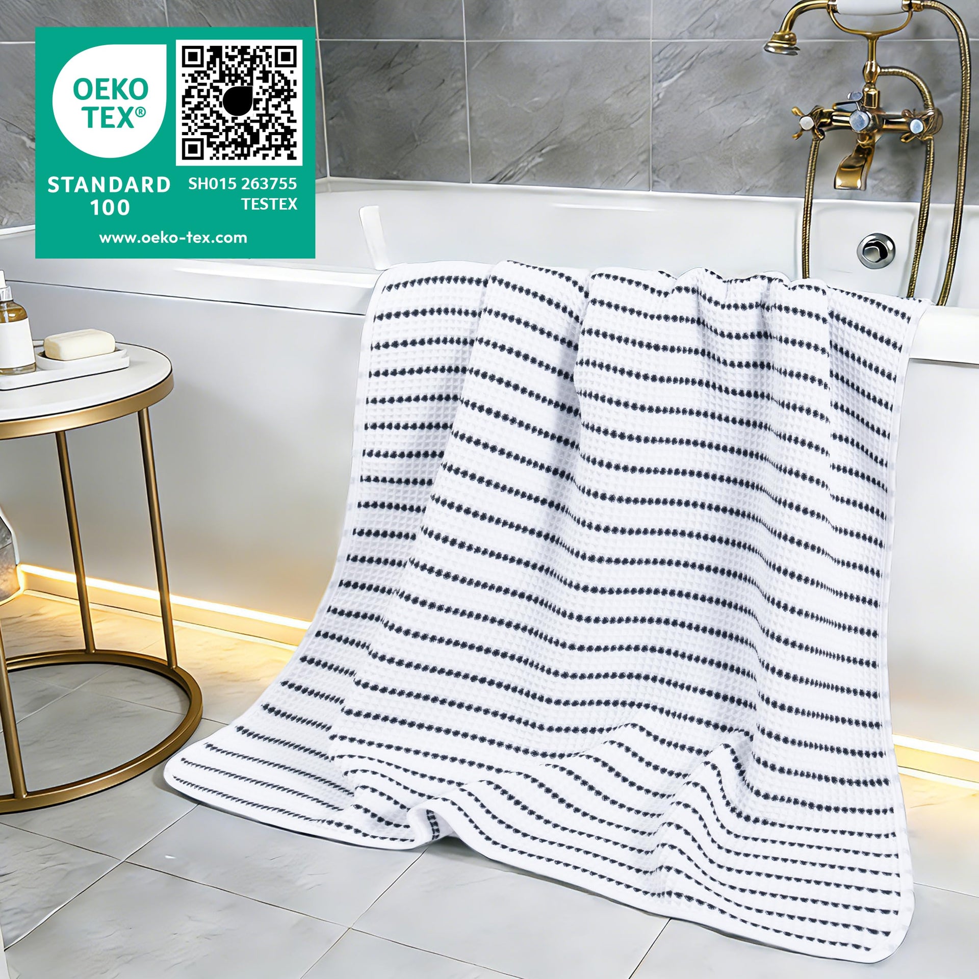 430 GSM Poly Blend Microfiber Quick Dry Waffle Bath Towel (4 Count)