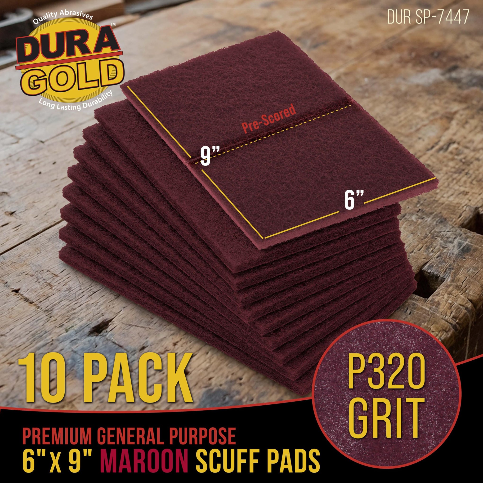 Premium 6" x 9" Maroon General Purpose Scuff Pads (10 Count)