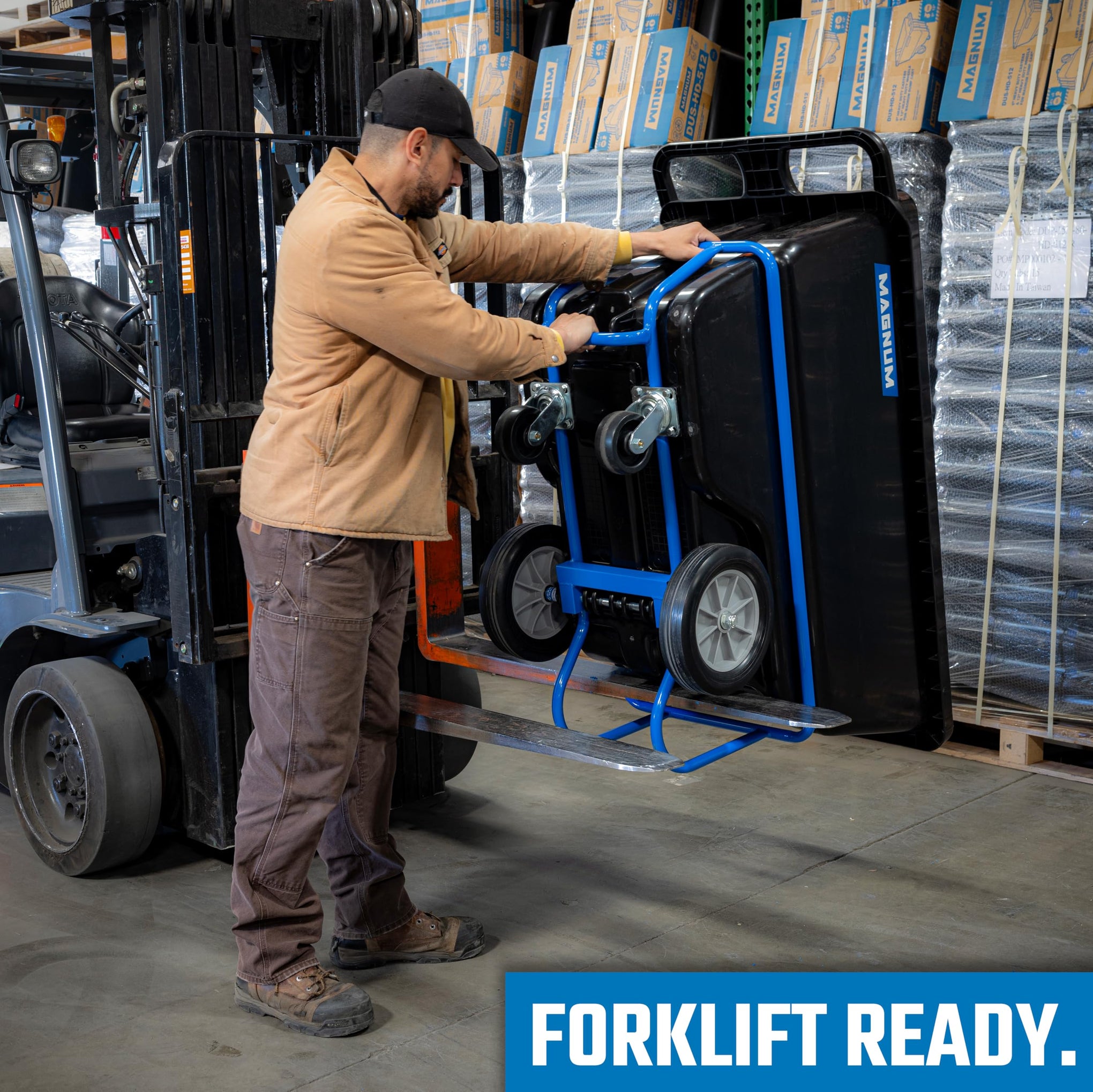 Tilt Truck, 1/2 Cu. Yd. Capacity Dump Cart with Non-Marking 12” Wheels & 5” Casters & Forklift-able Frame for Jobsites, 850 lbs, Trash Cart with Wheels DUC12T-F-NM-04PK (4-Pack) (4 Count)