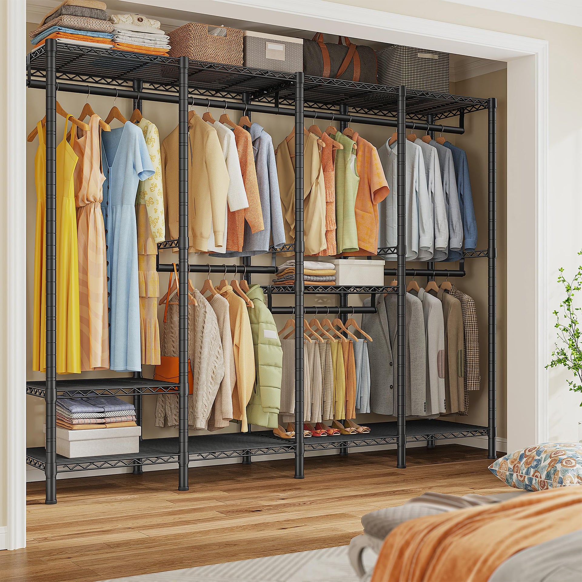 Clothes Rack Heavy Duty 1100 LBS Capacity Clothing Racks for Hanging Clothes Adjustable Garment Rack