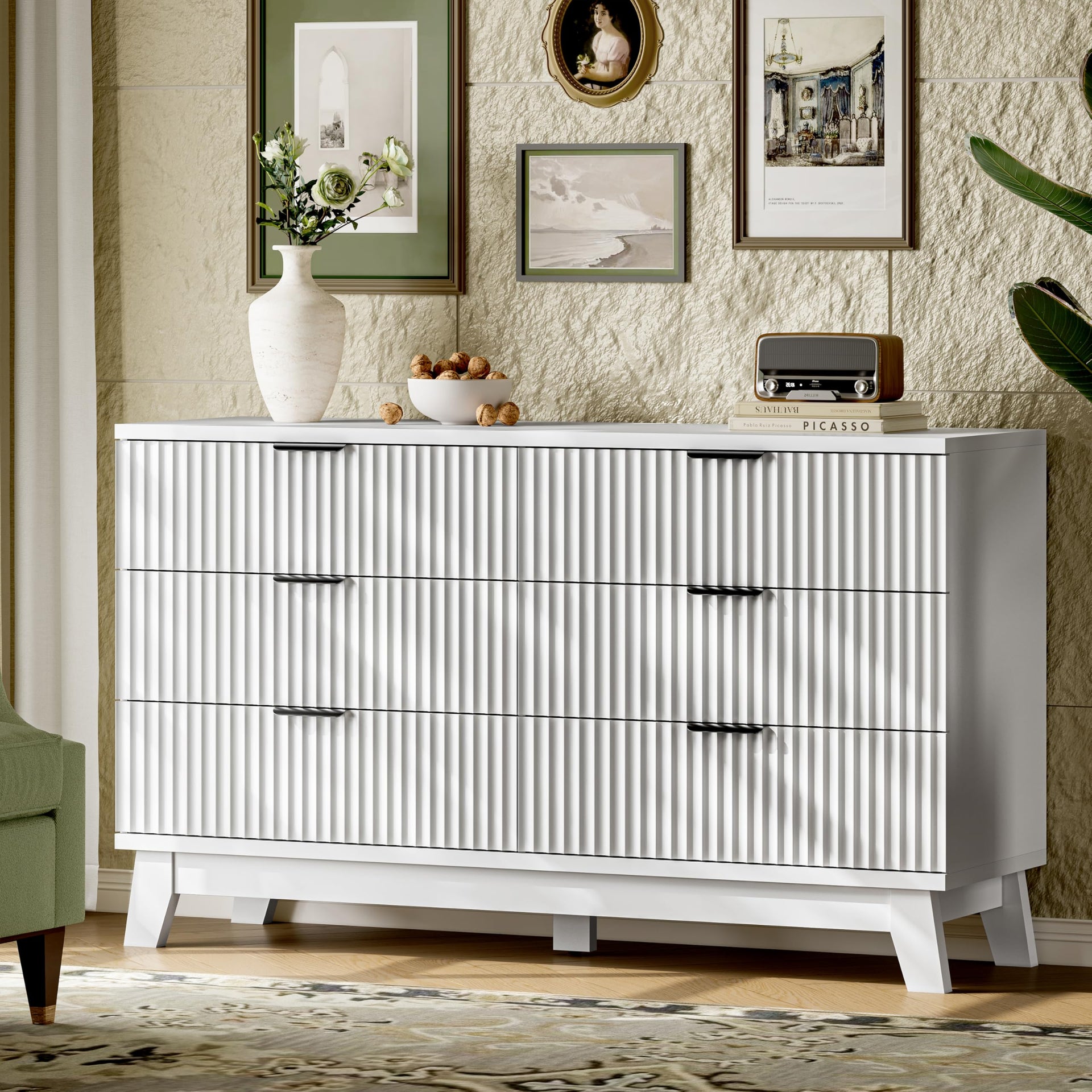 Fluted Dresser with 6 Drawers
