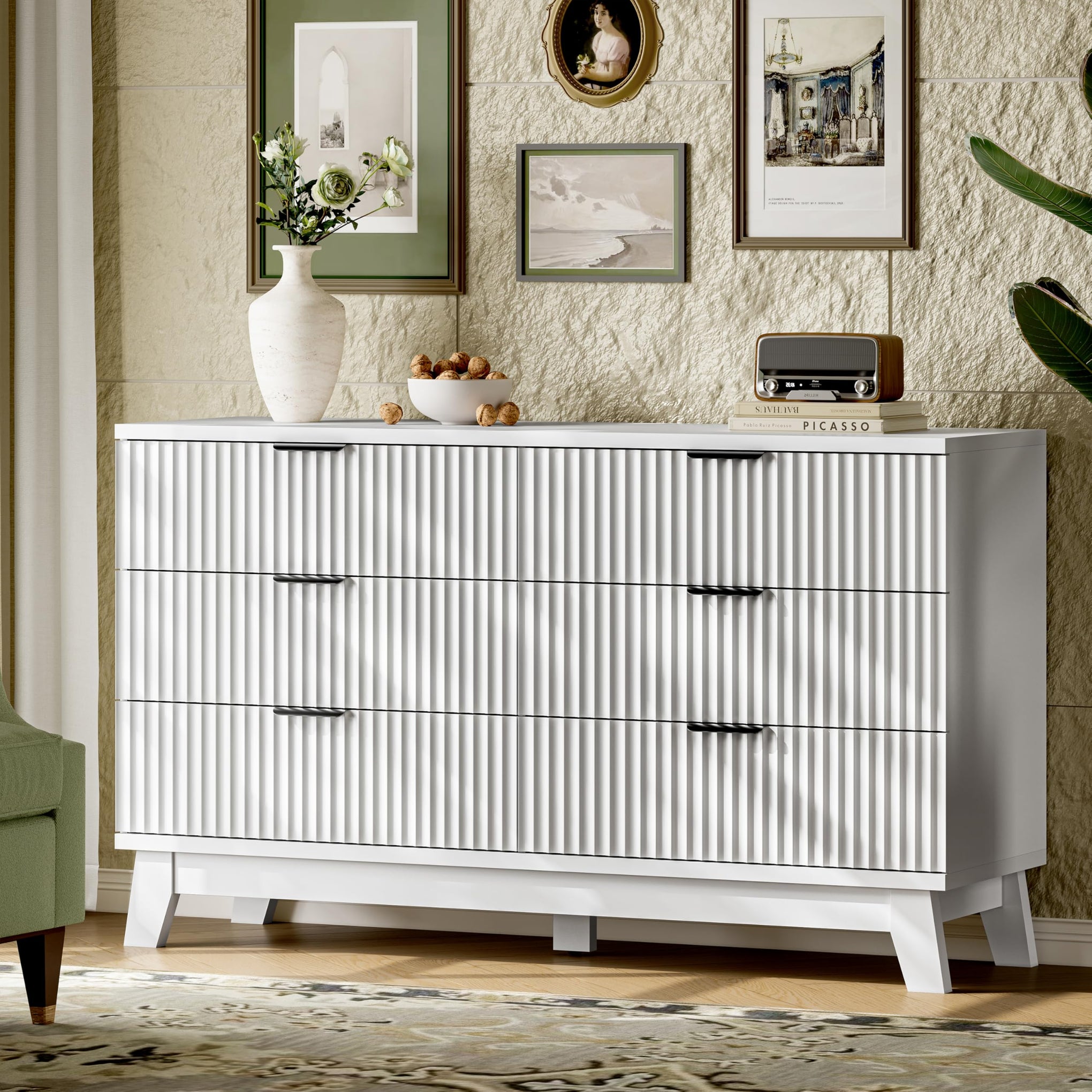 Fluted Dresser with 6 Drawers