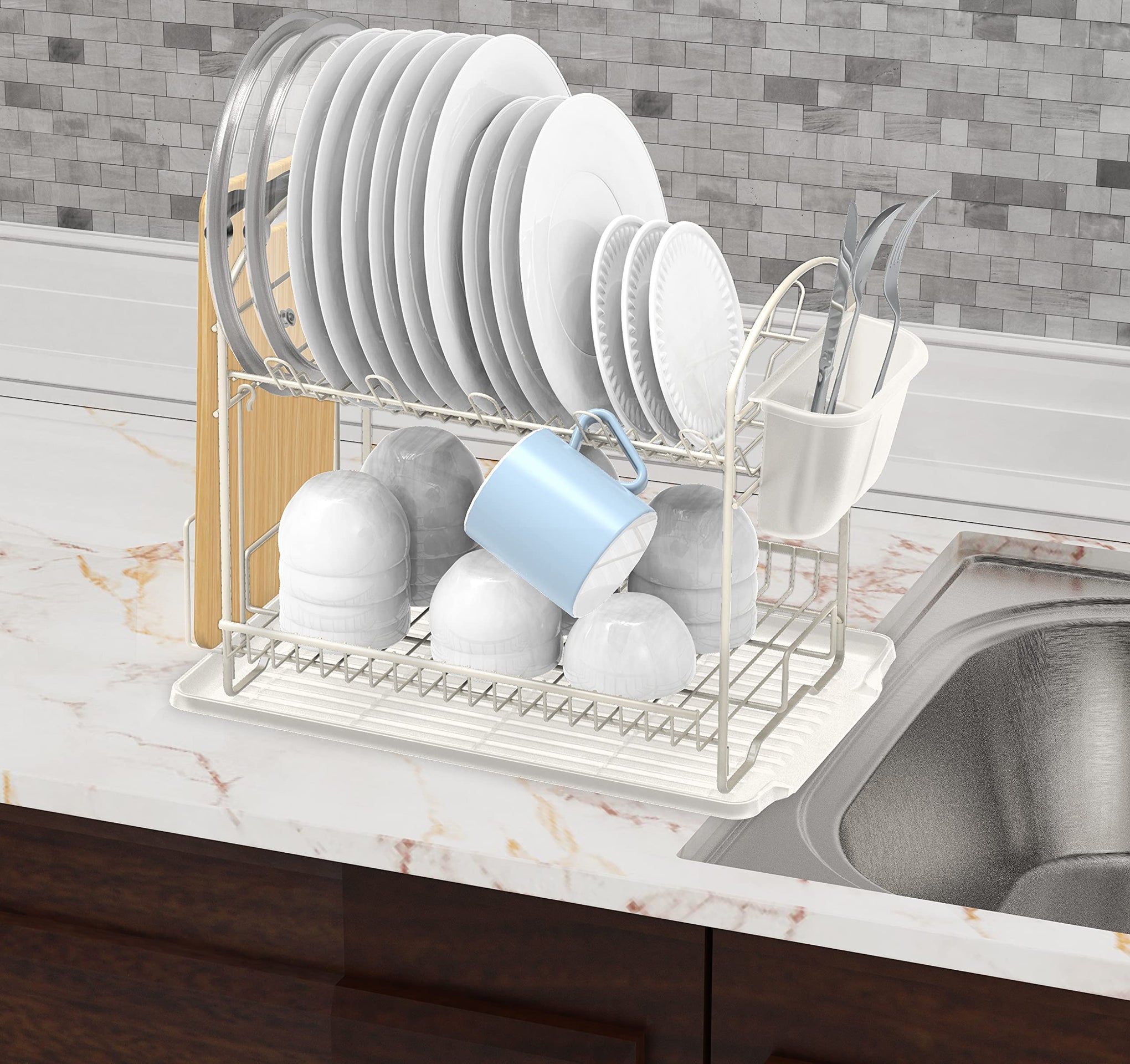 2 Tier Dish Rack with Drainboard