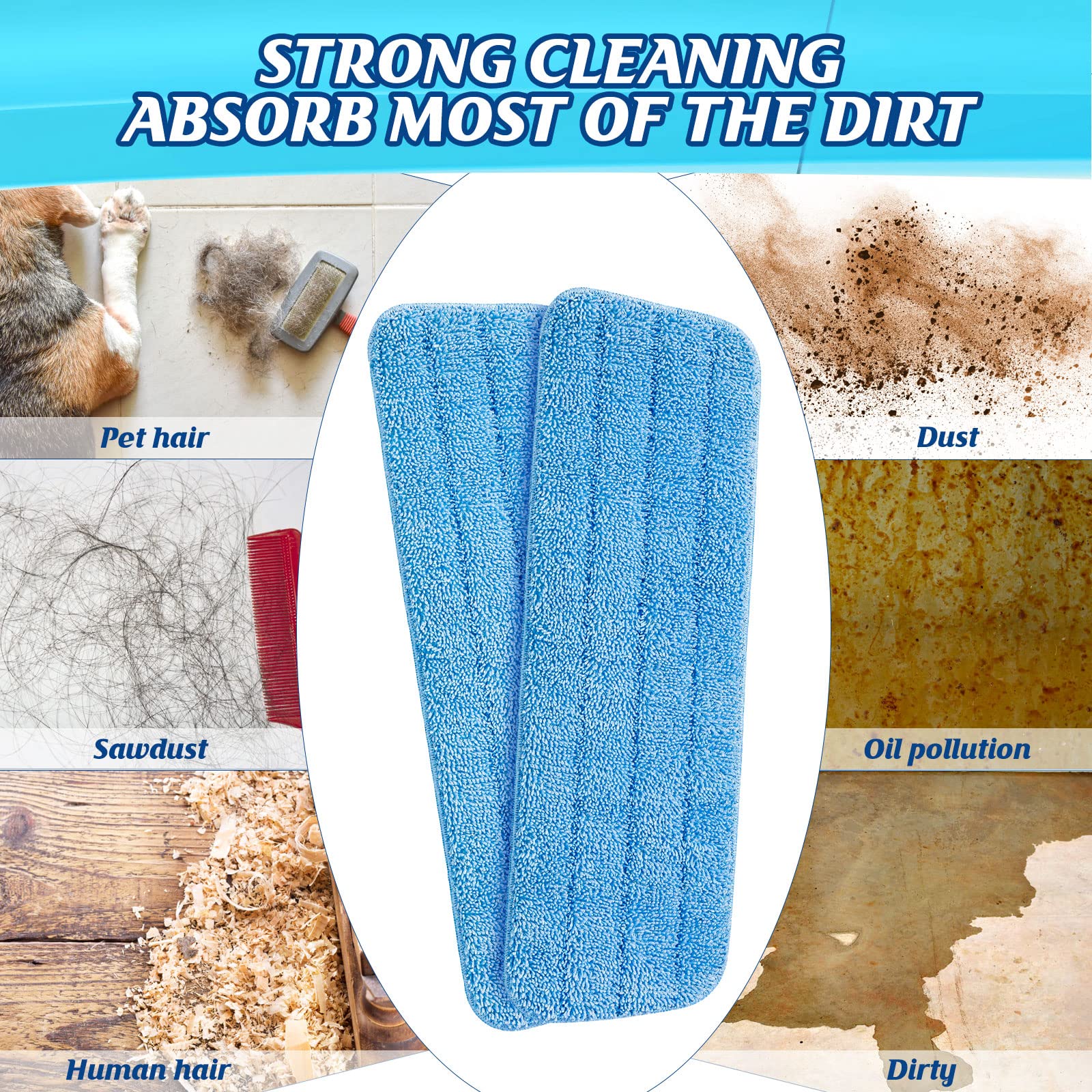 24 Pcs Microfiber Mop Pads Replacement Heads