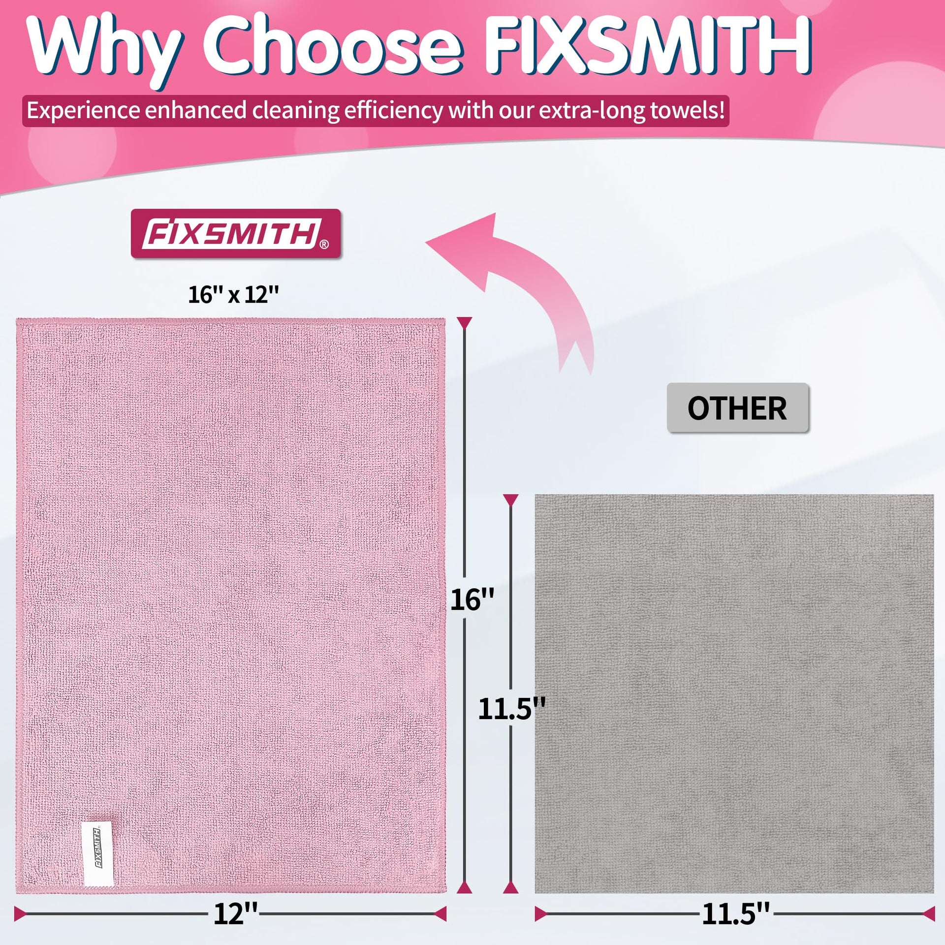 Pink Microfiber Cleaning Cloth (12 Count)
