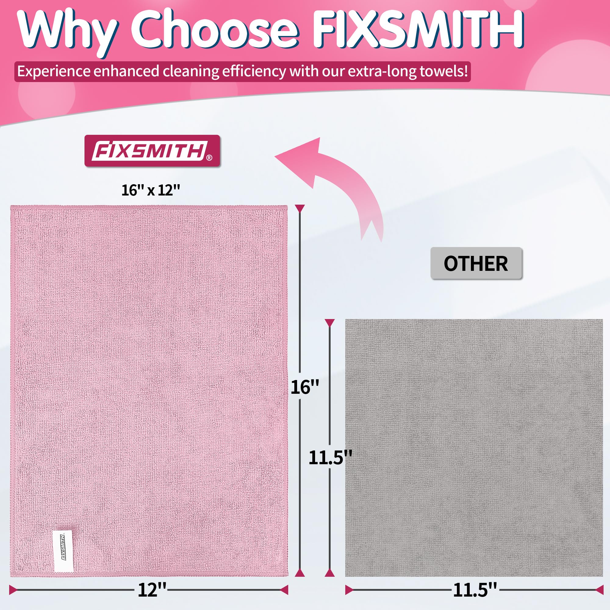 Pink Microfiber Cleaning Cloth (8 Count)