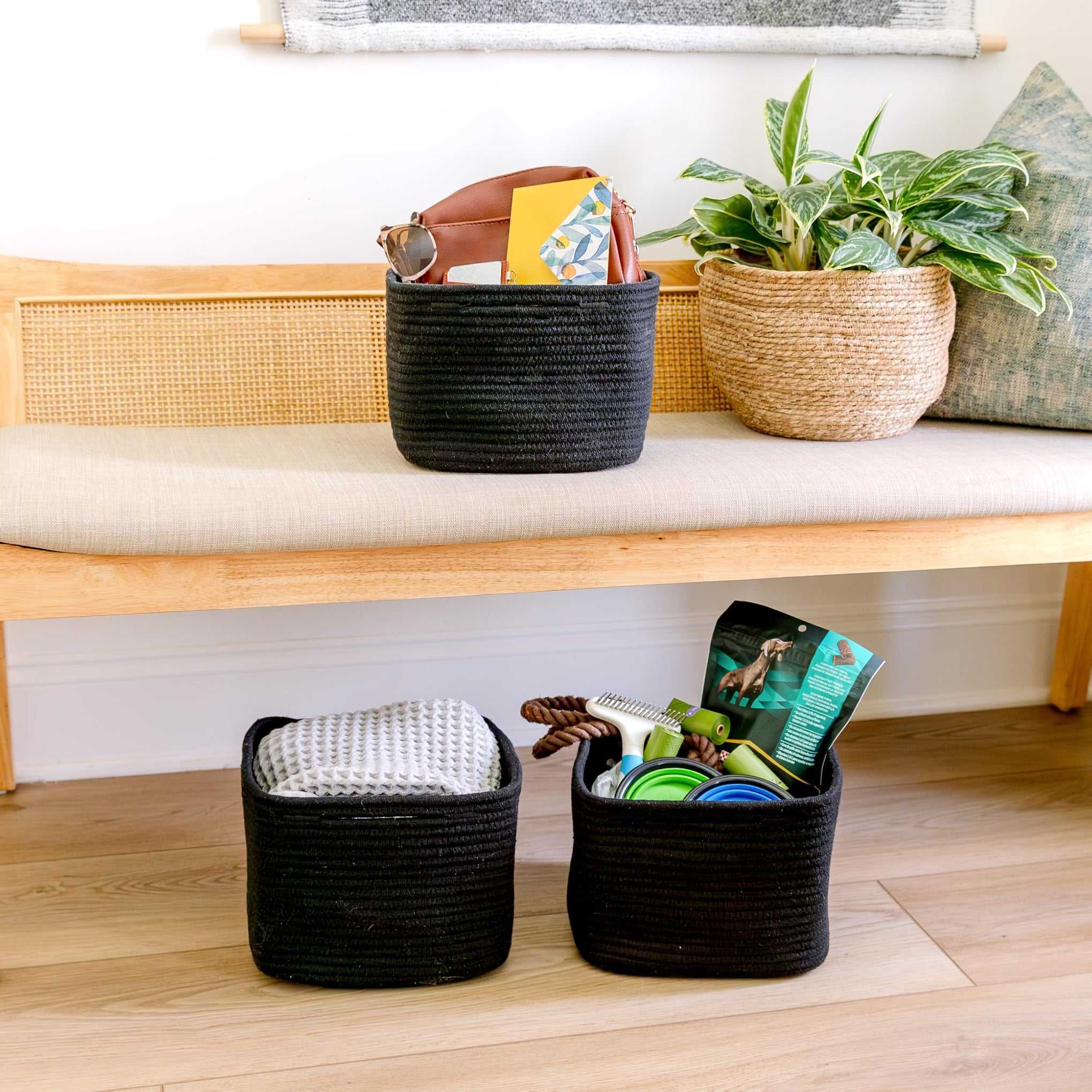 Storage Cubes 9”x9”x7”Cotton Rope Woven Baskets for Organizing 3 (3 Count)