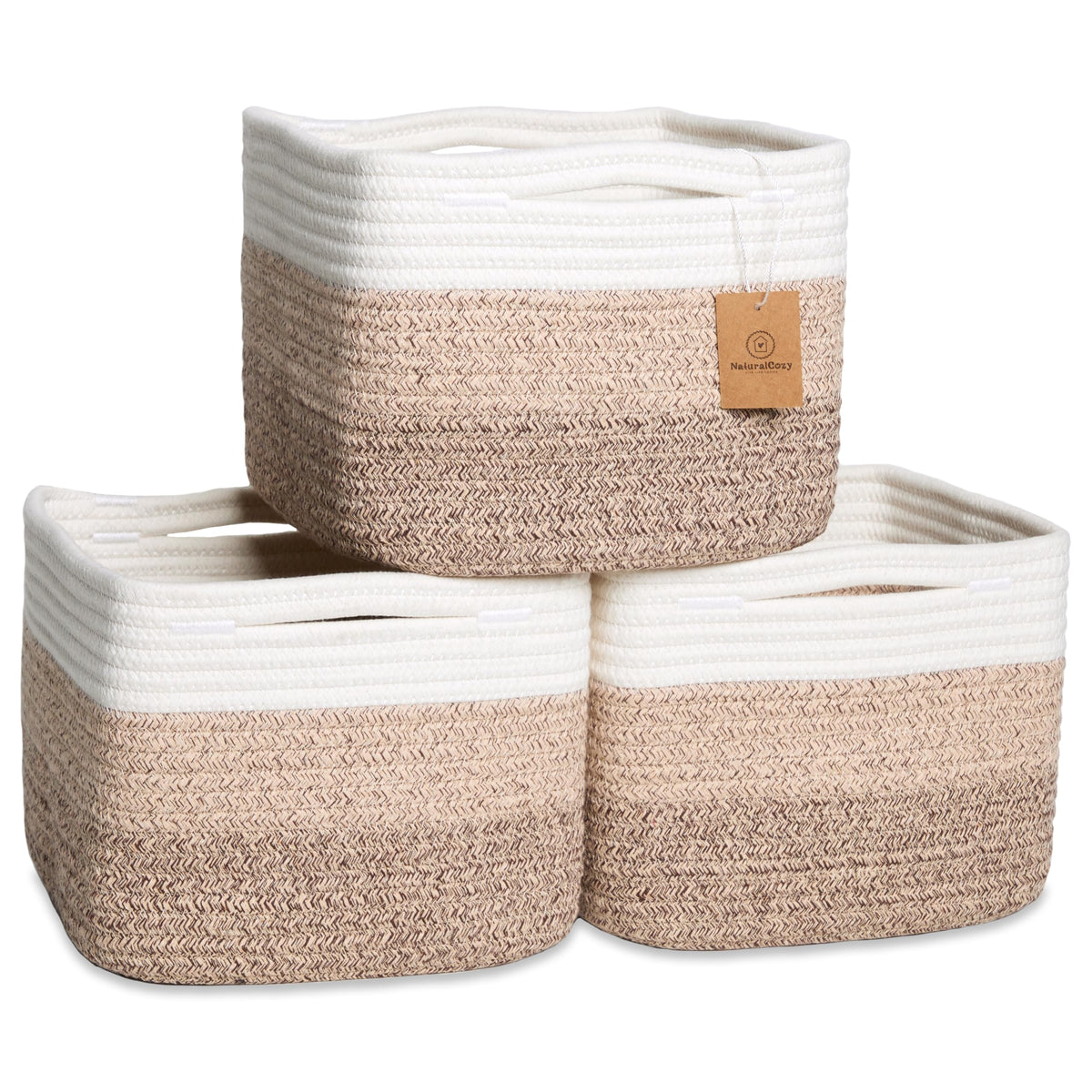 Storage Cubes 9”x9”x7”Cotton Rope Woven Baskets for Organizing 3 (3 Count)