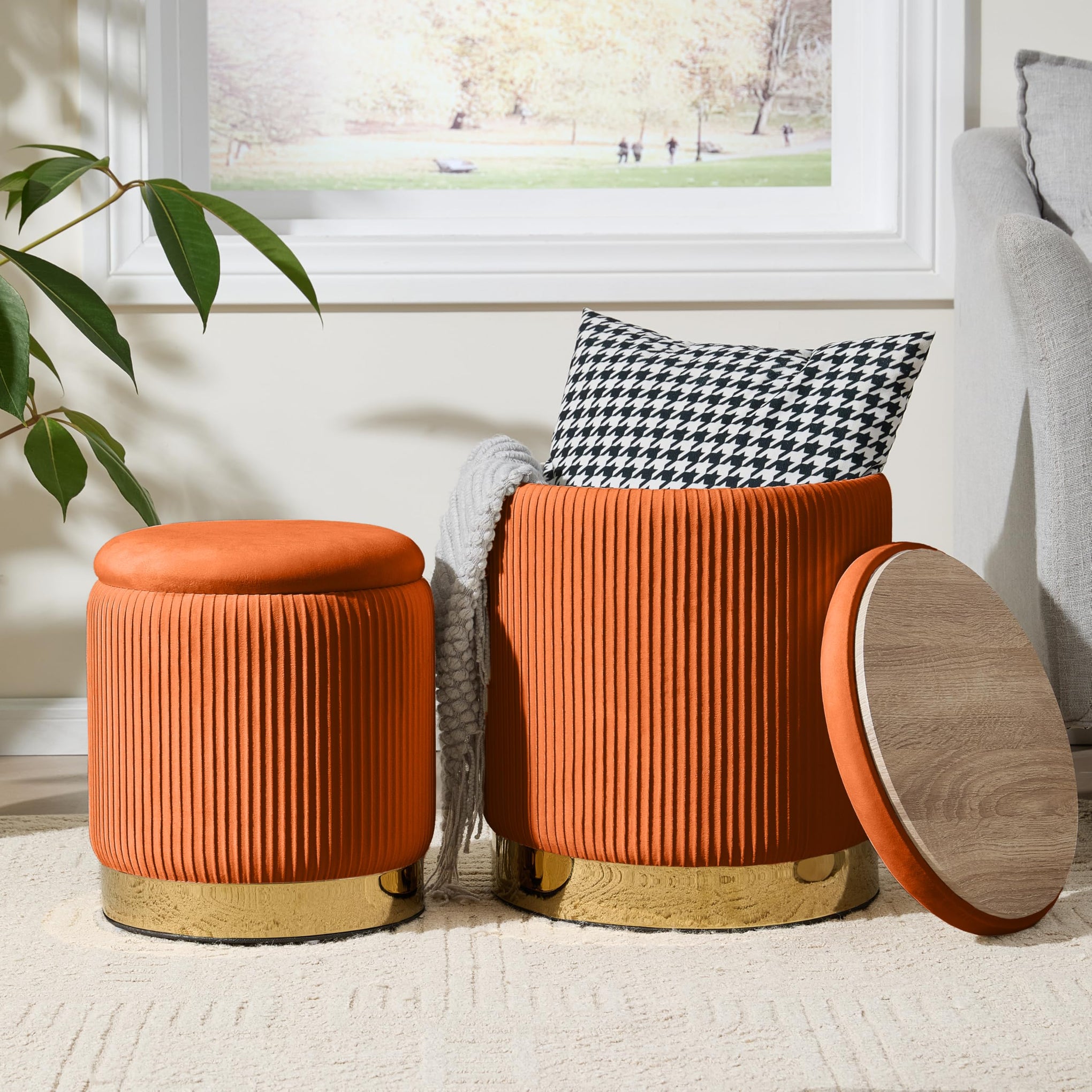 Round Ottoman with Storage Set of 2 (2 Count)