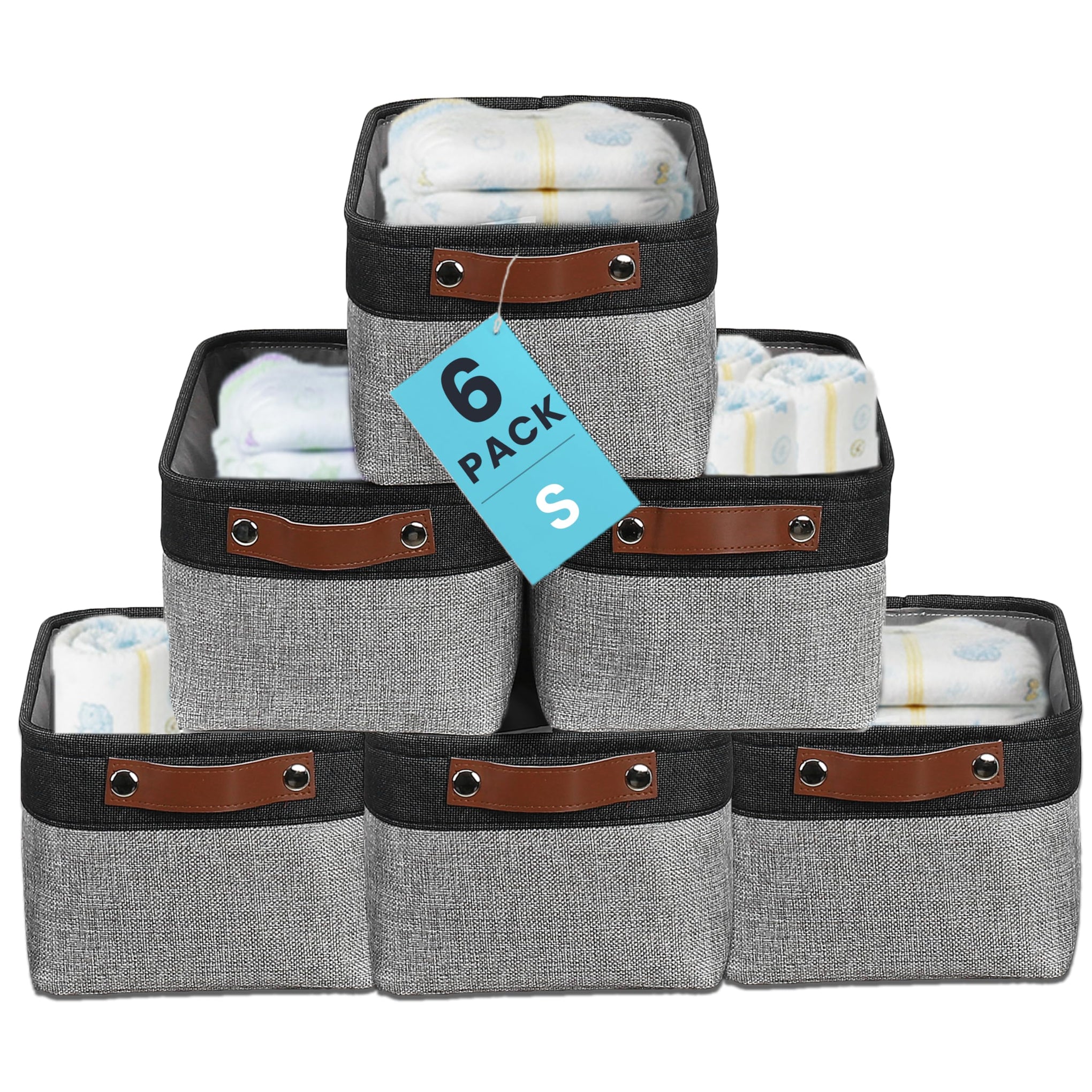 12x8in Canvas Storage Baskets (6 Count)
