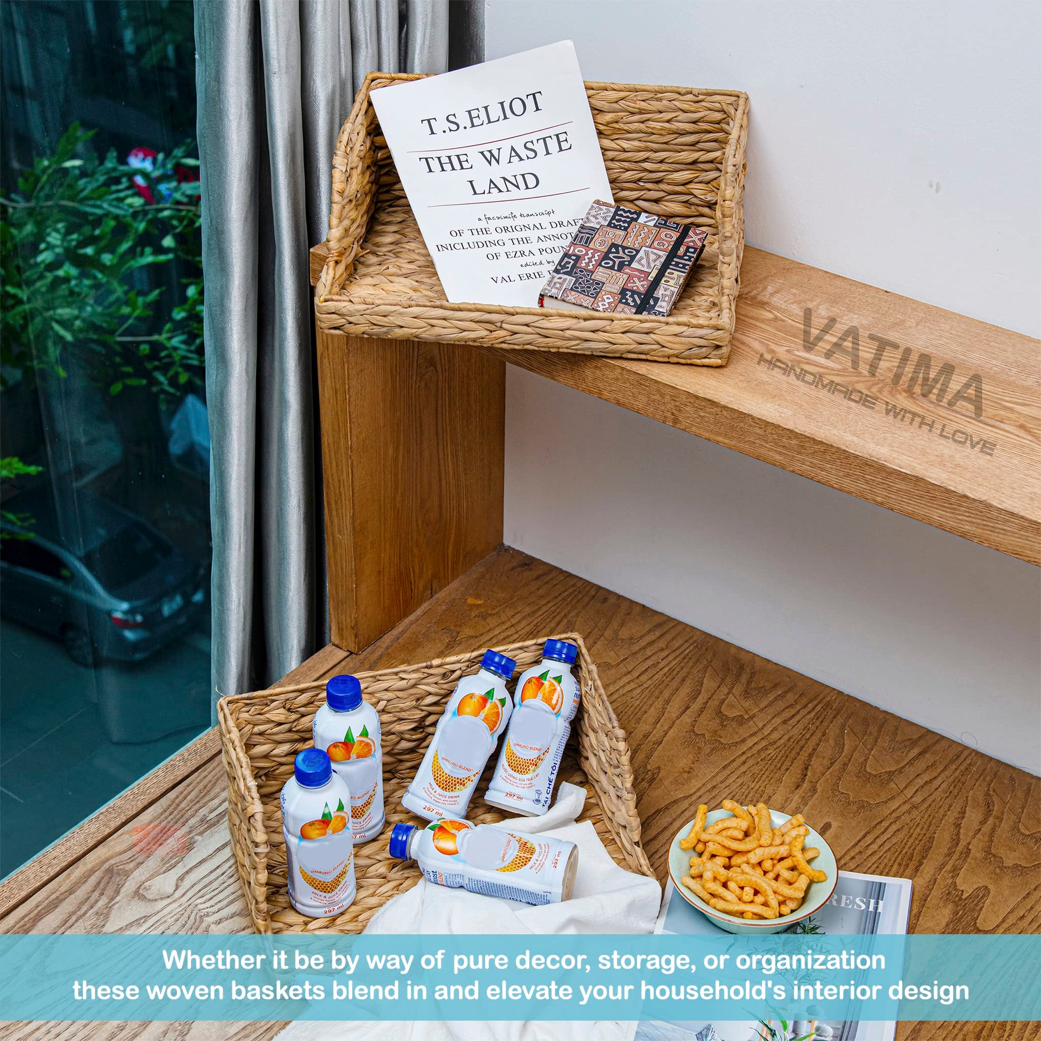 Water Hyacinth Storage Baskets with Large Open (2 Count)