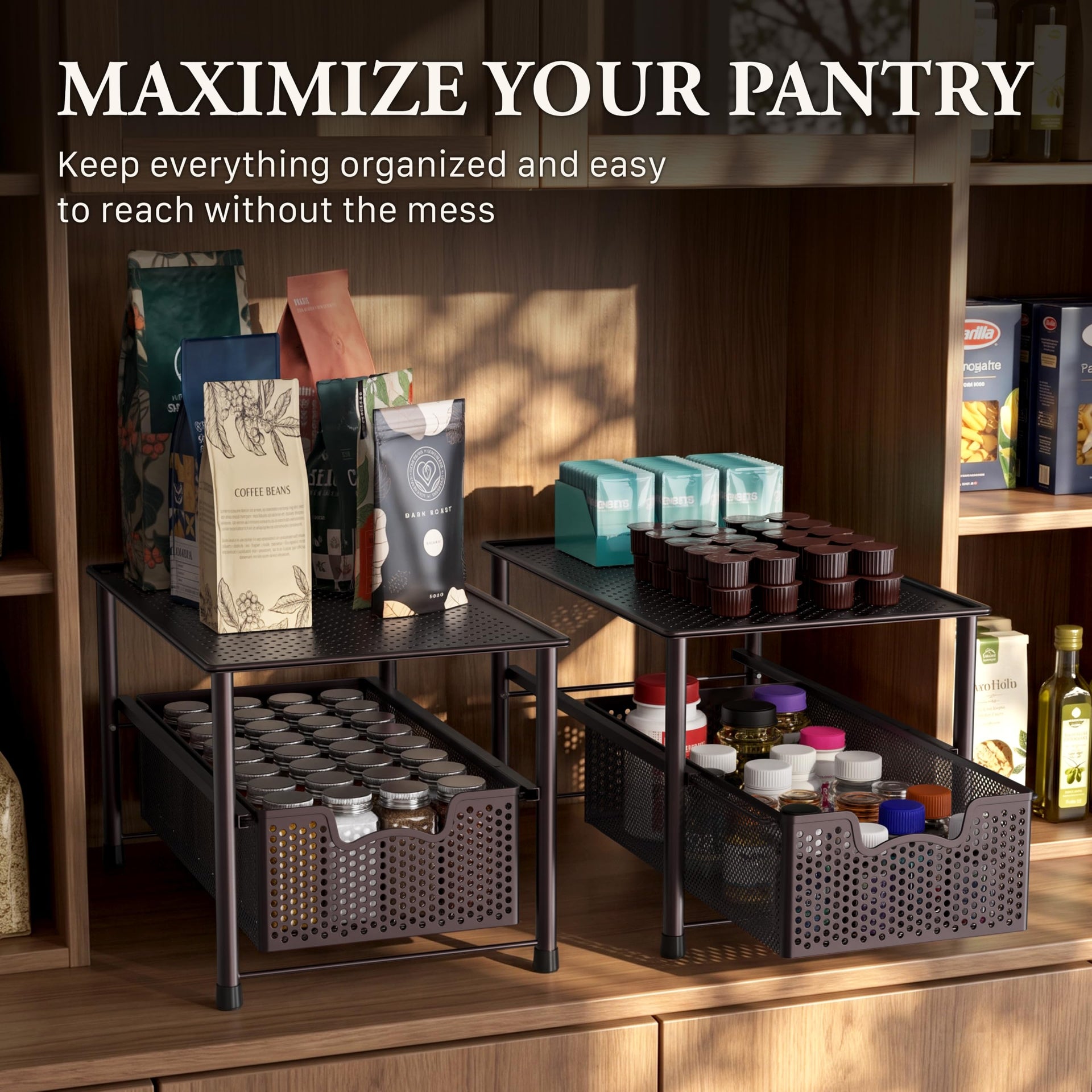 Stackable Under Sink Sliding Basket Drawer