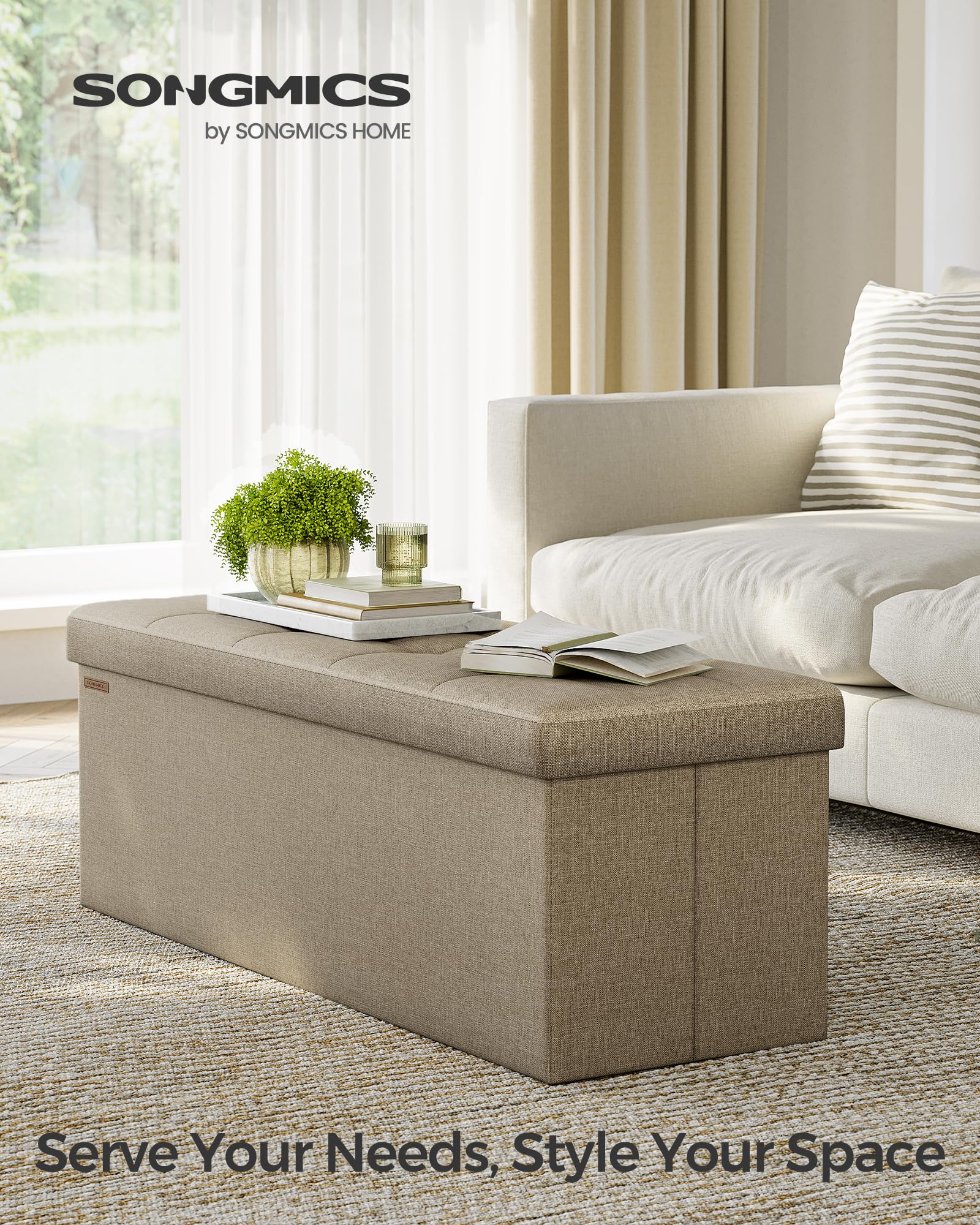 43.3 Inches Folding Storage Ottoman Bench