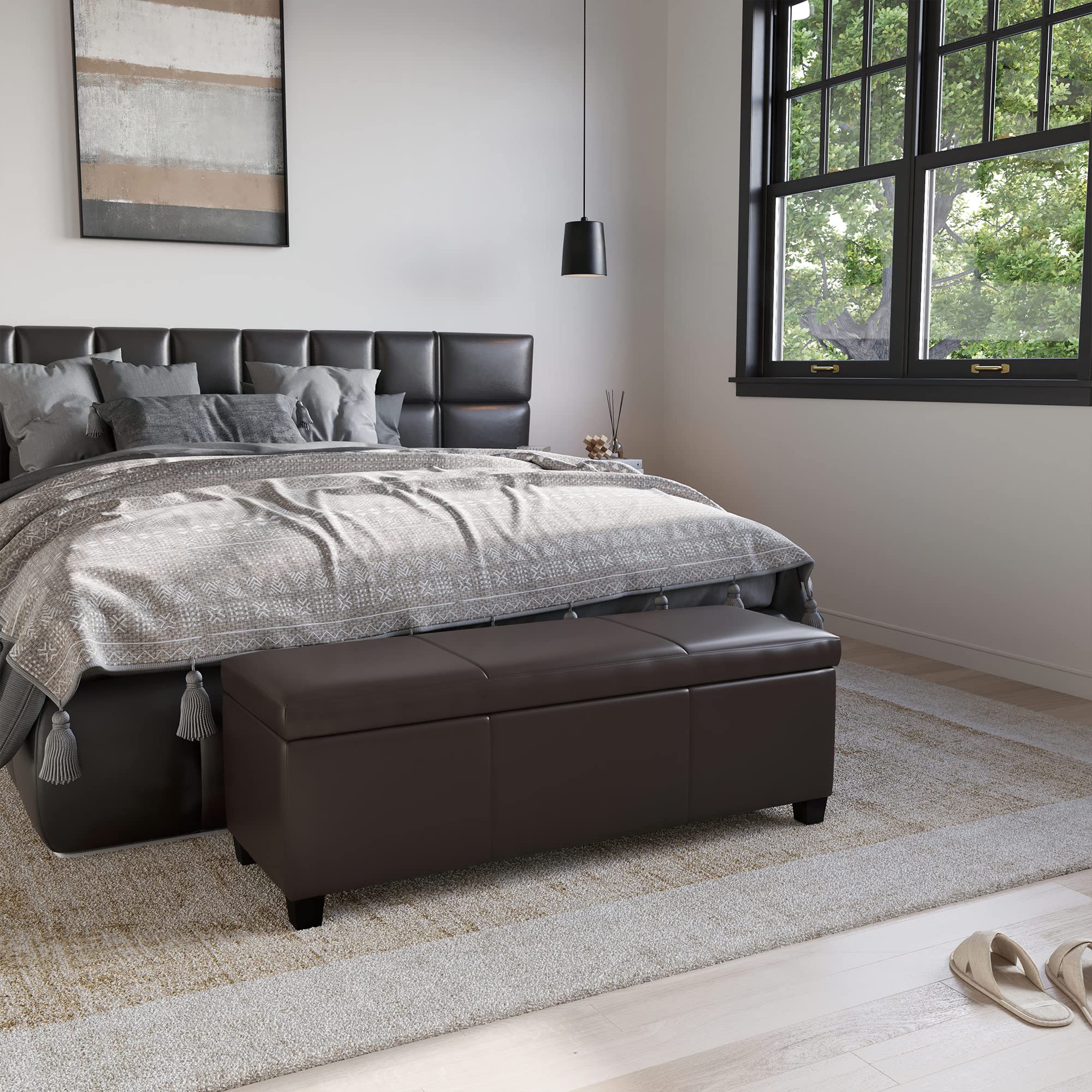 Storage Faux Leather Ottoman