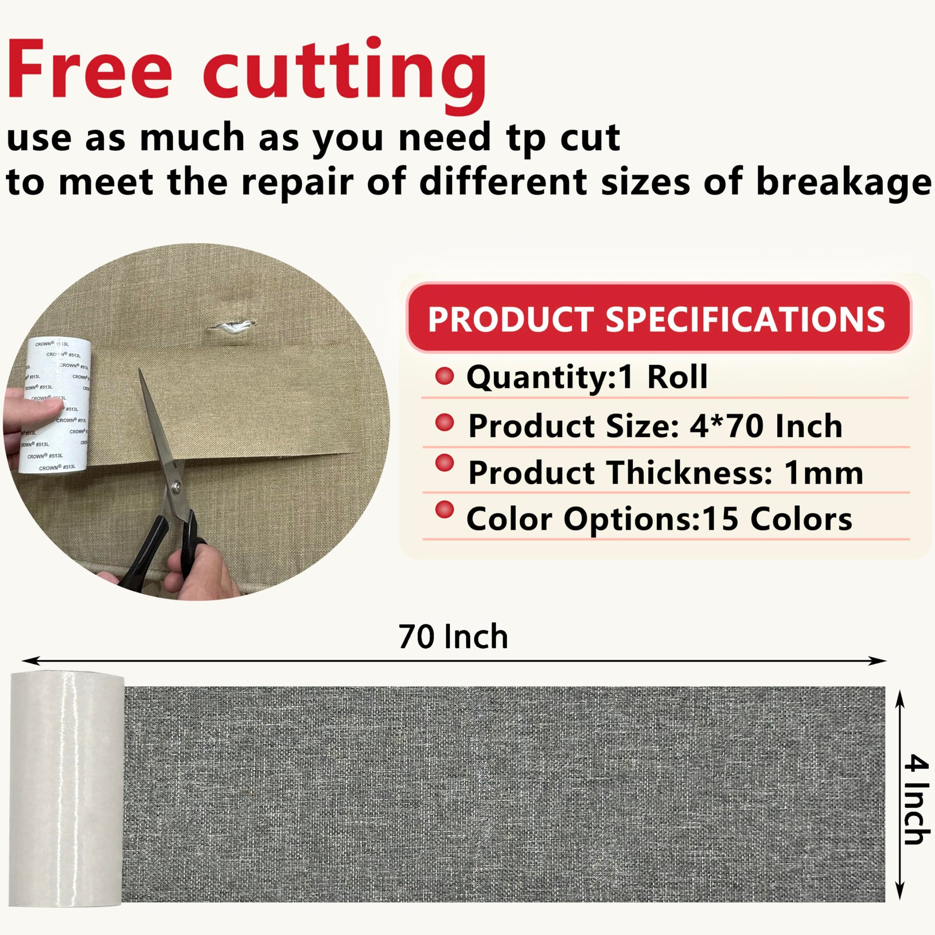 Linen Repair Tape 4x70 Inch Self