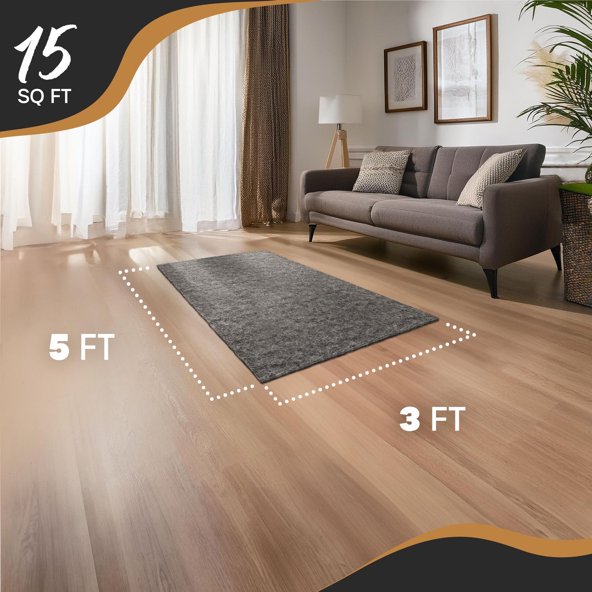 3x5 Rug Pad Non Slip Rug Stoppers to Prevent Sliding 1 (15 Sq Ft)