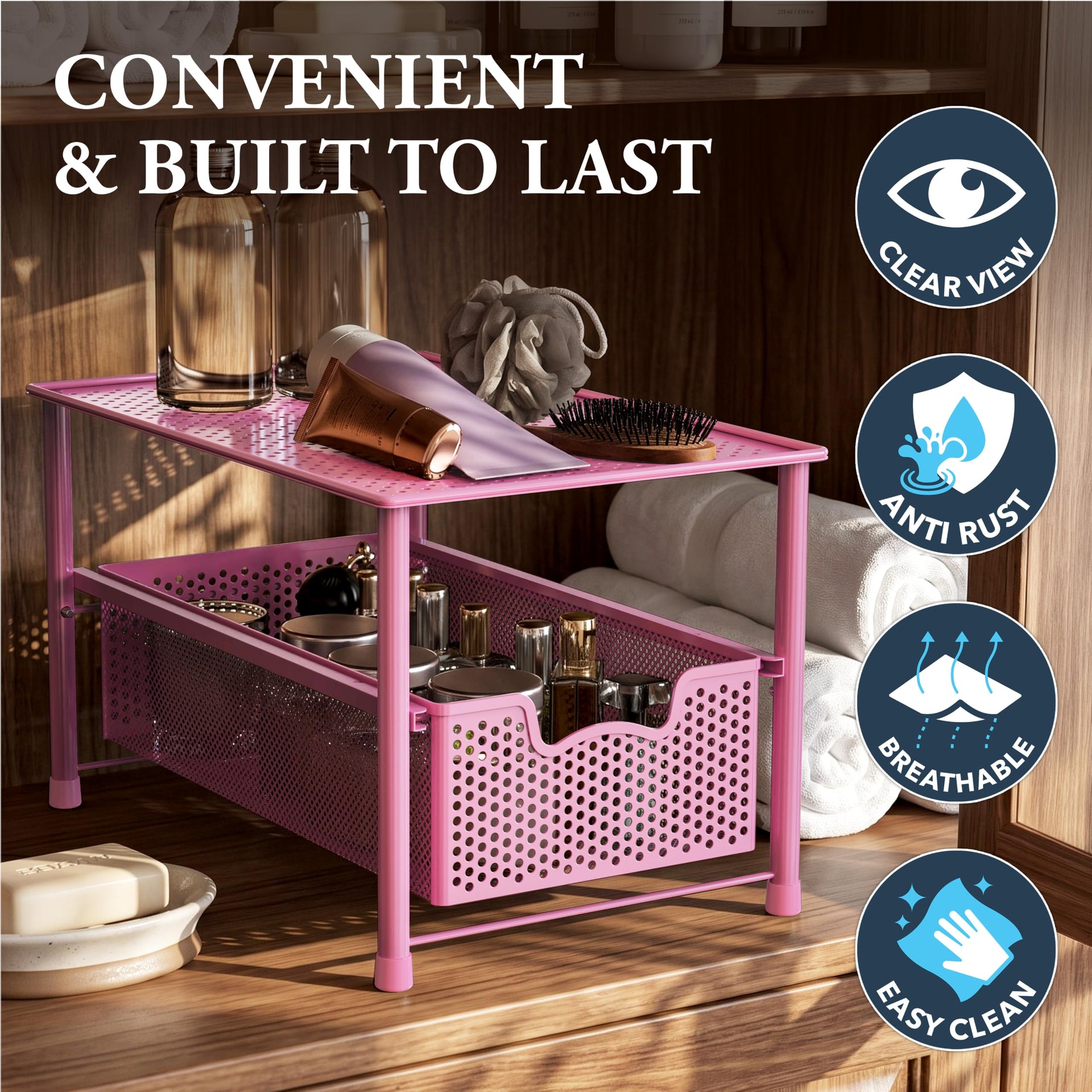 Stackable Under Sink Sliding Basket Drawer