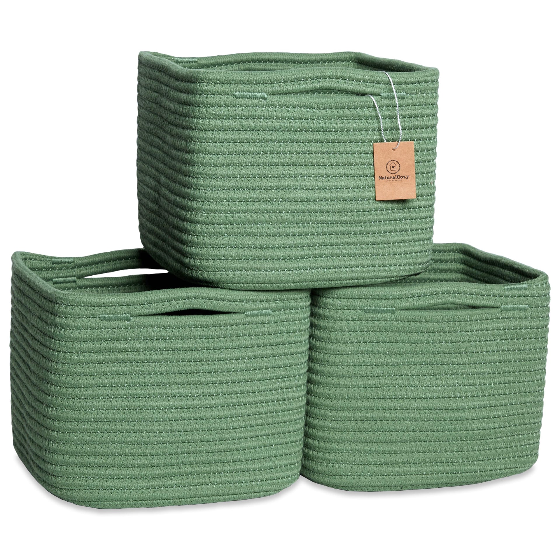 Storage Cubes 9”x9”x7”Cotton Rope Woven Baskets for Organizing 3 (3 Count)
