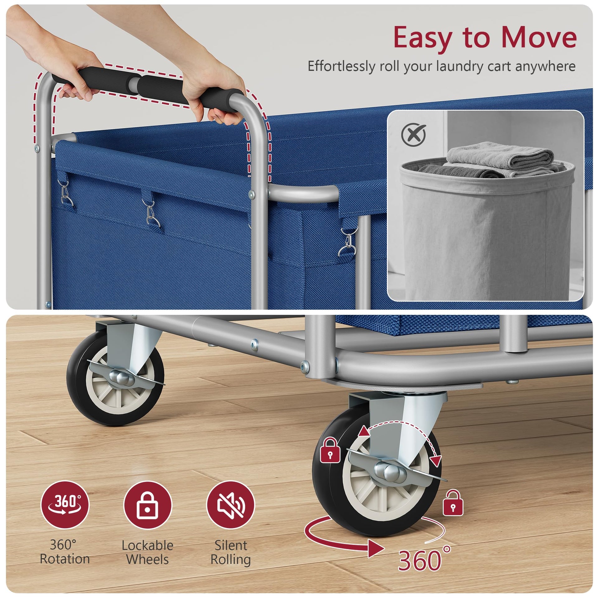 Heavy Duty Laundry Cart with Wheels 450L