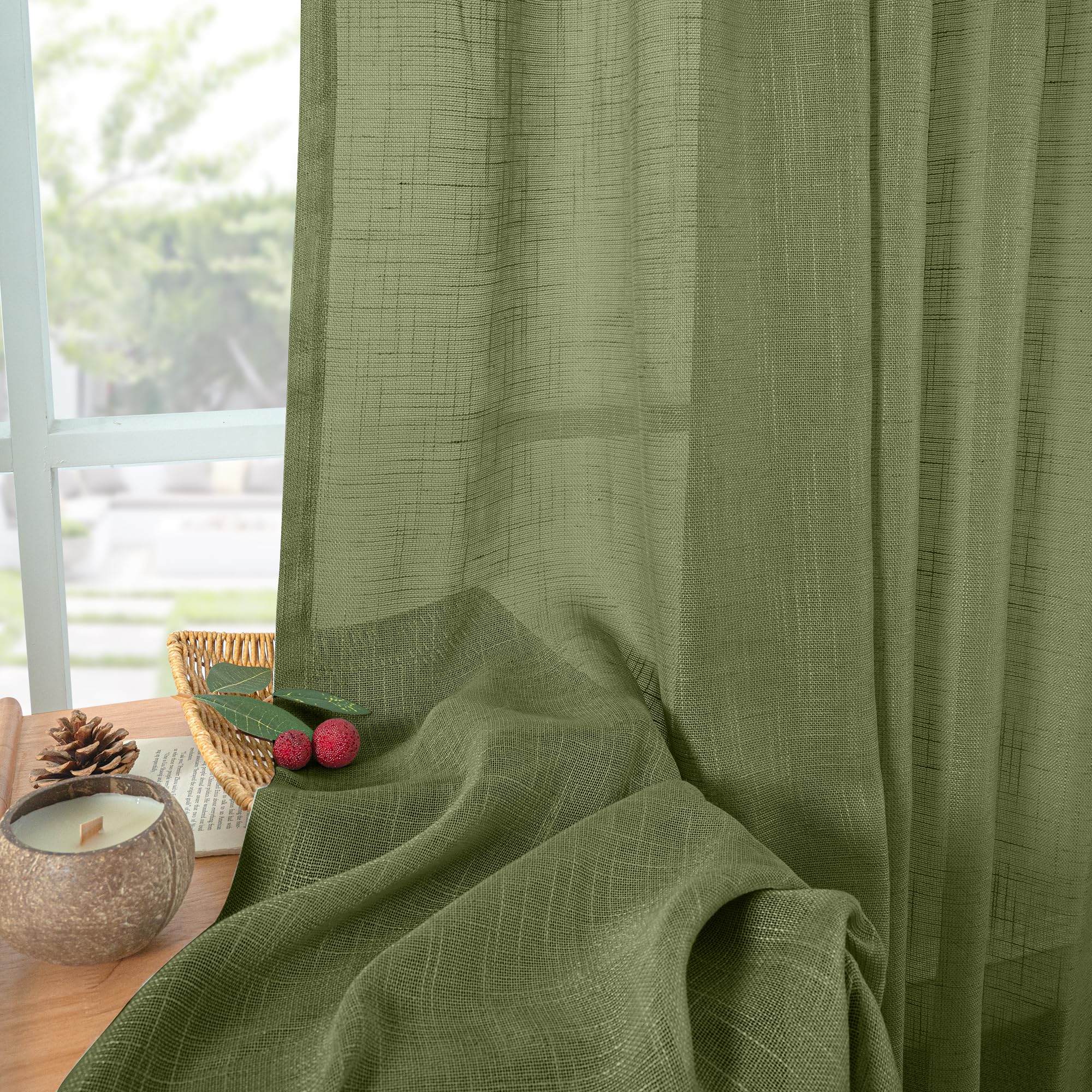 Green Linen Curtains (2 Count)