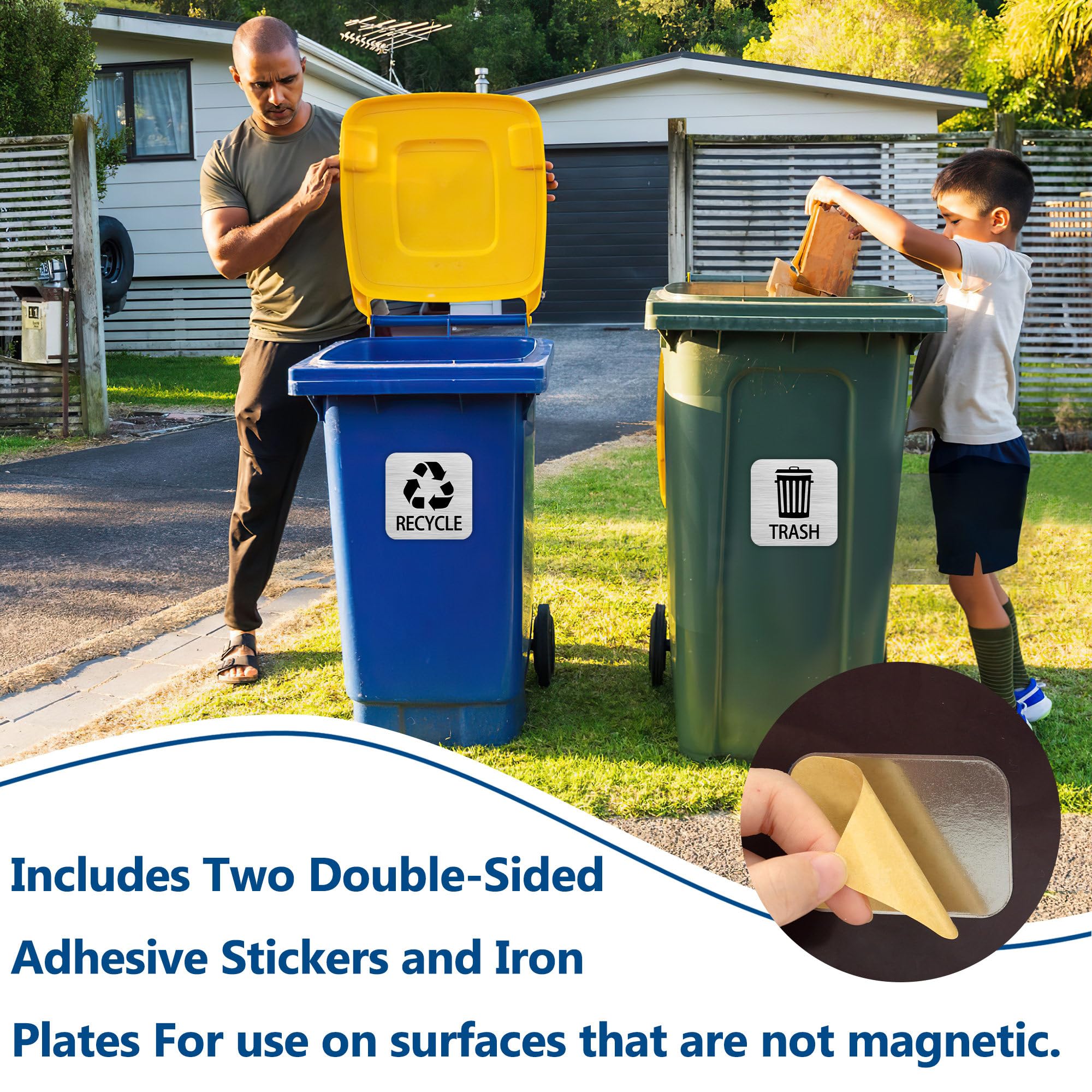 Recycle and Trash Magnets Sticker for Recycling Bins and Kitchen Cans