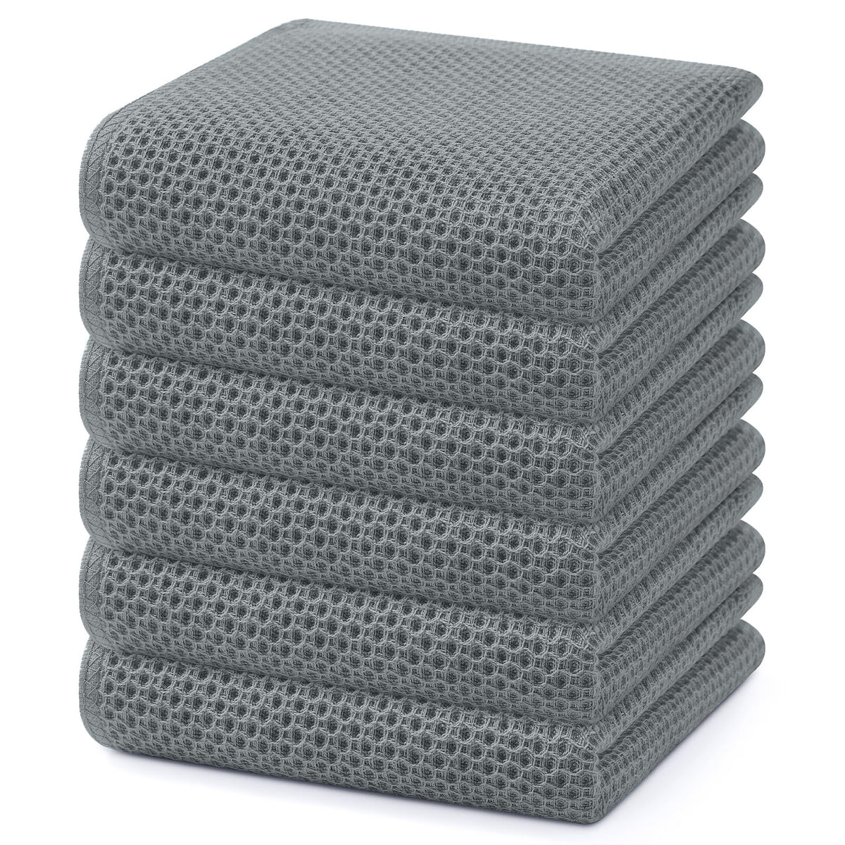 100% Cotton Waffle Weave Kitchen Dish Towels 6 (6 Count)