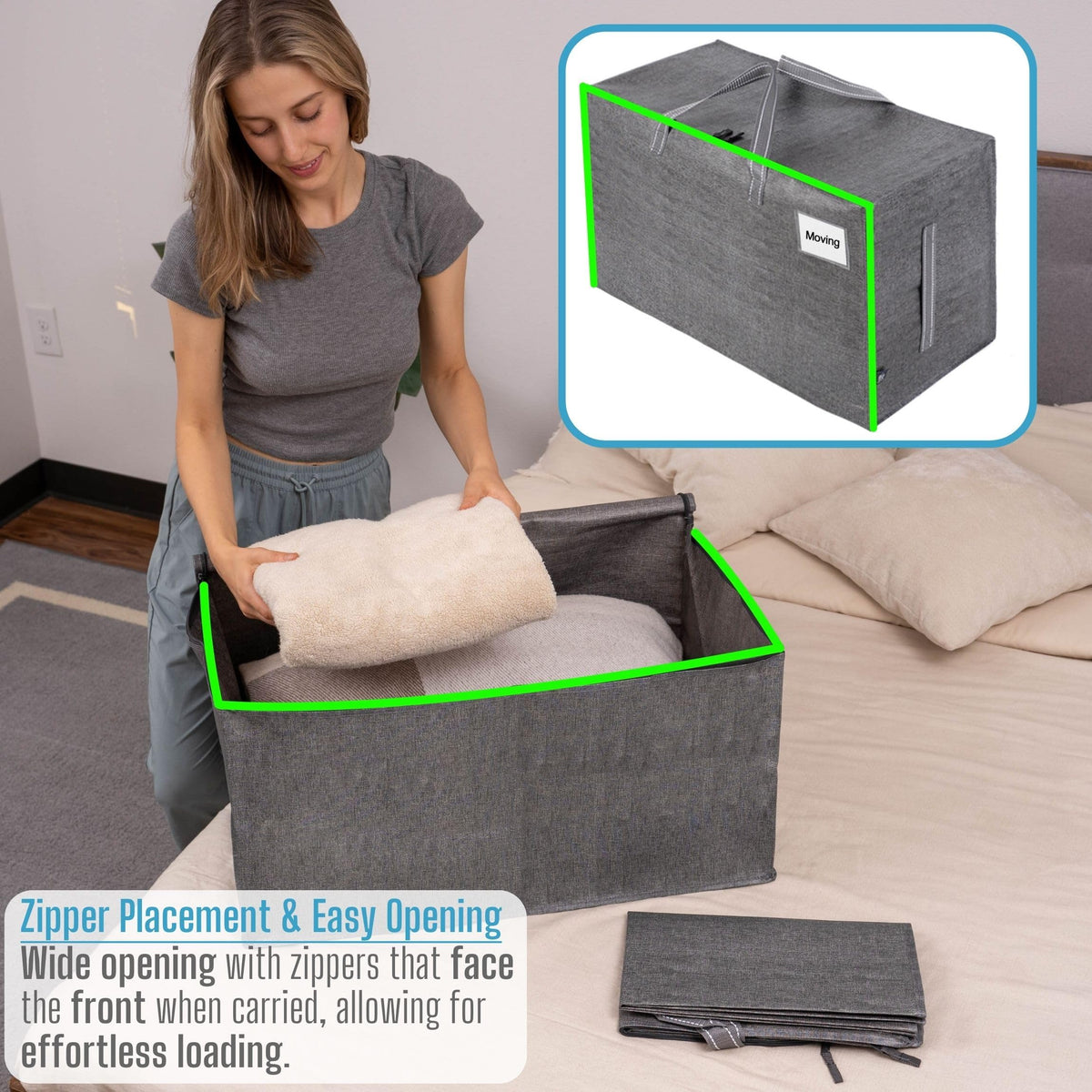 8 Pack Extra Large Heavy Duty Moving Bags with Wide Opening & Reinforced Handles (8 Count)