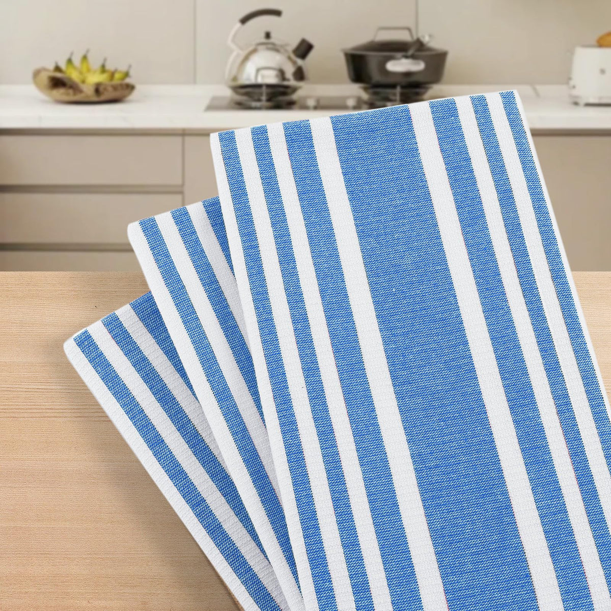 Premium Cotton Stripe Kitchen Towels 8 Pack (8 Count)