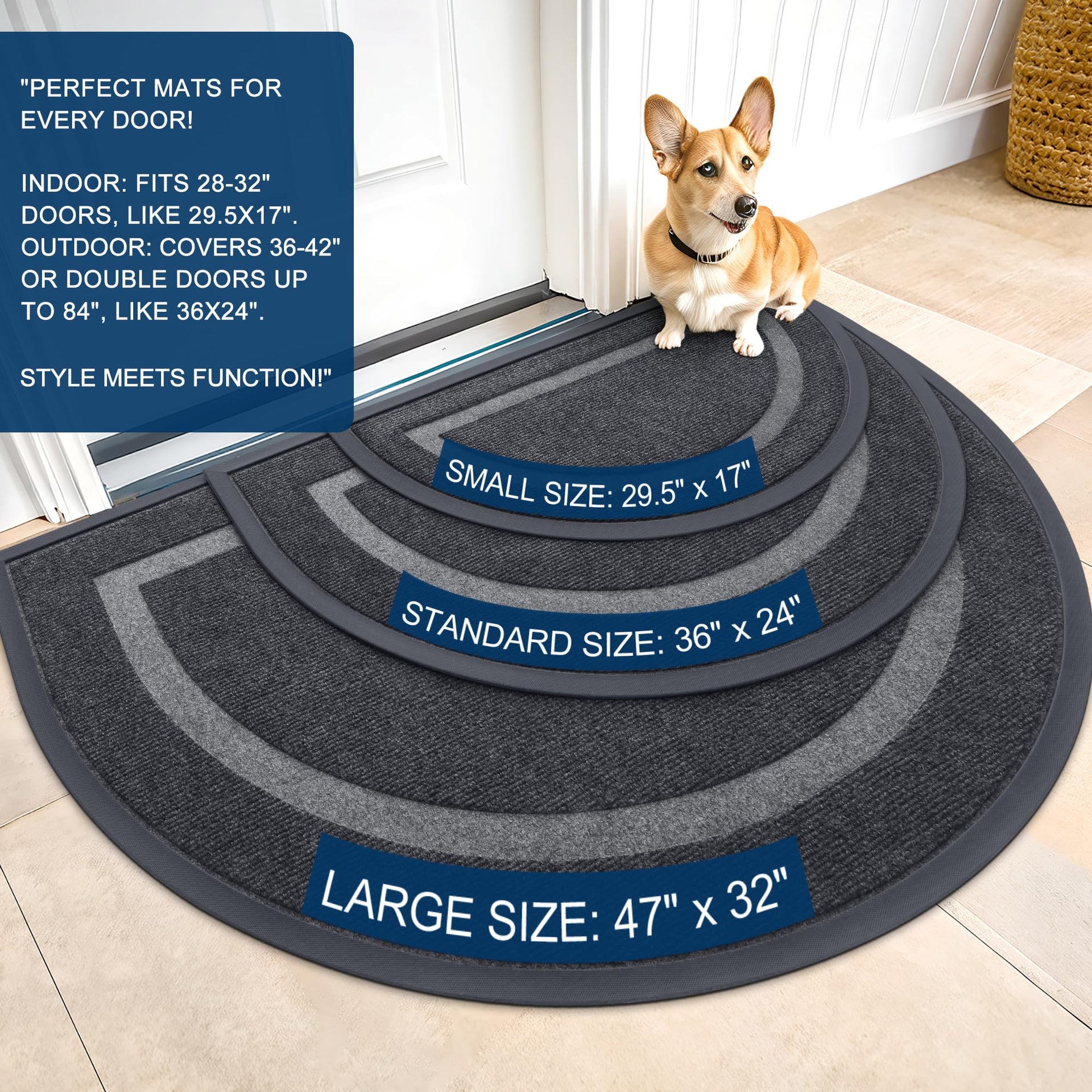 Half Circle Front Door Mat Outside 47x32 All