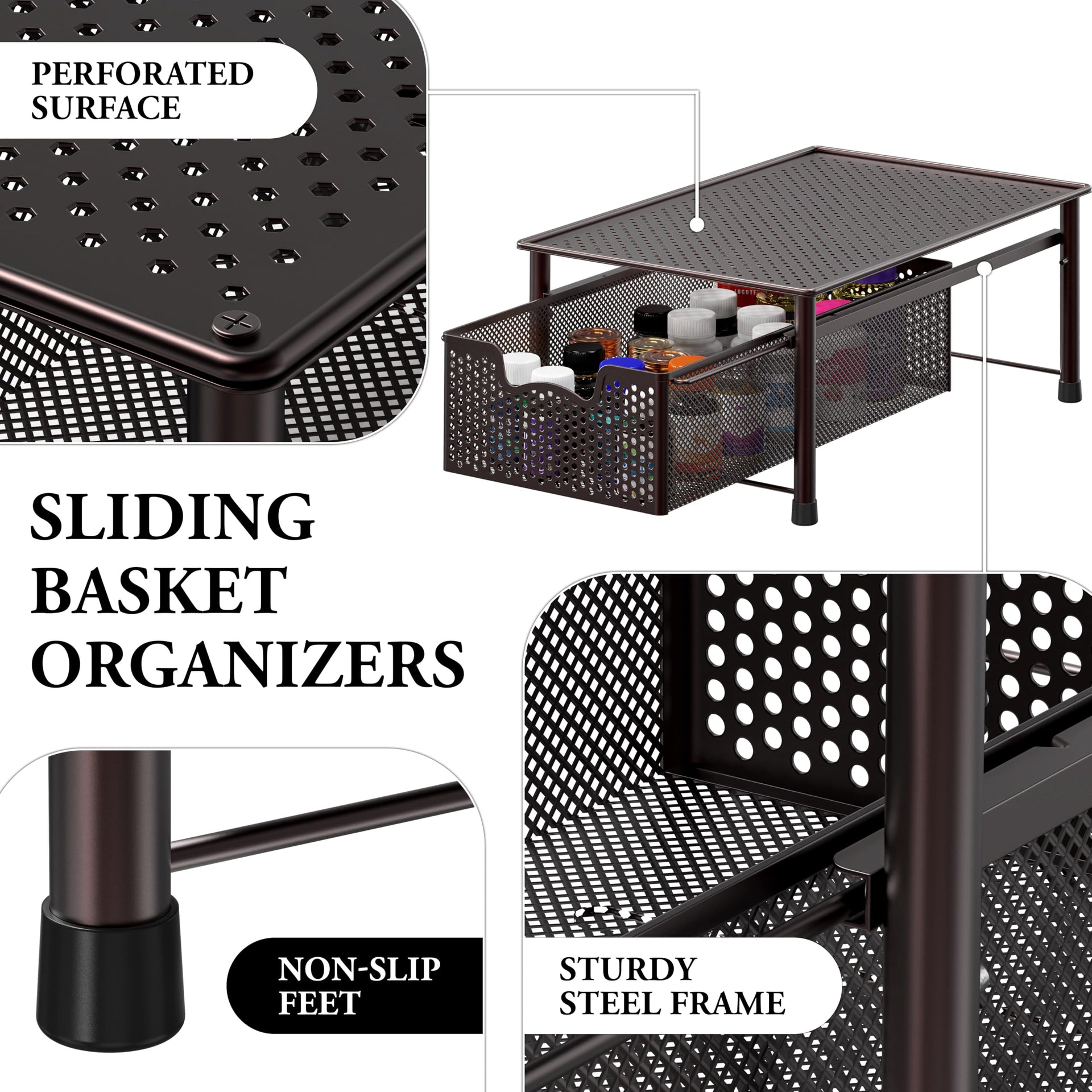 Stackable Cabinet Basket Drawer Organizer