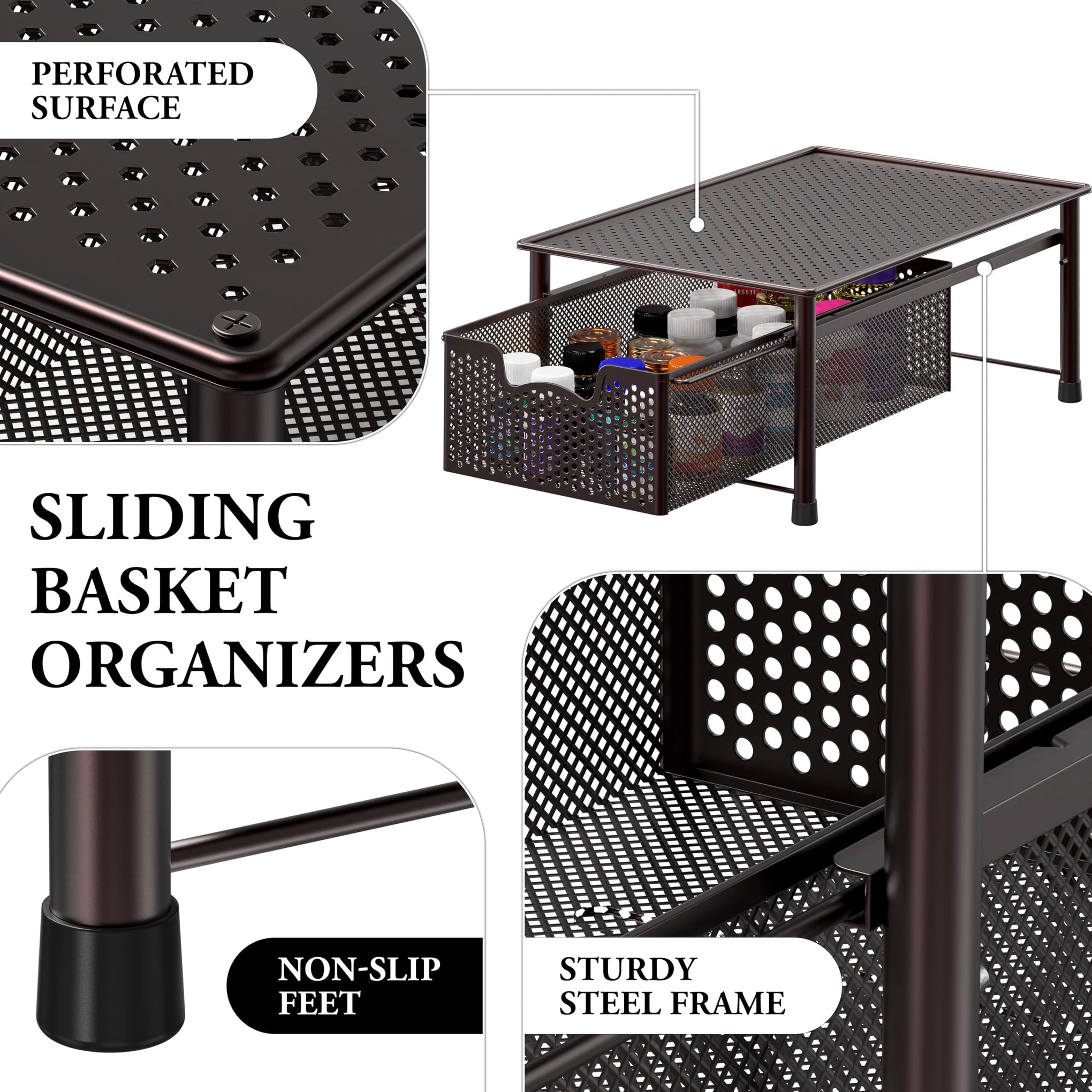 Stackable Cabinet Basket Drawer Organizer