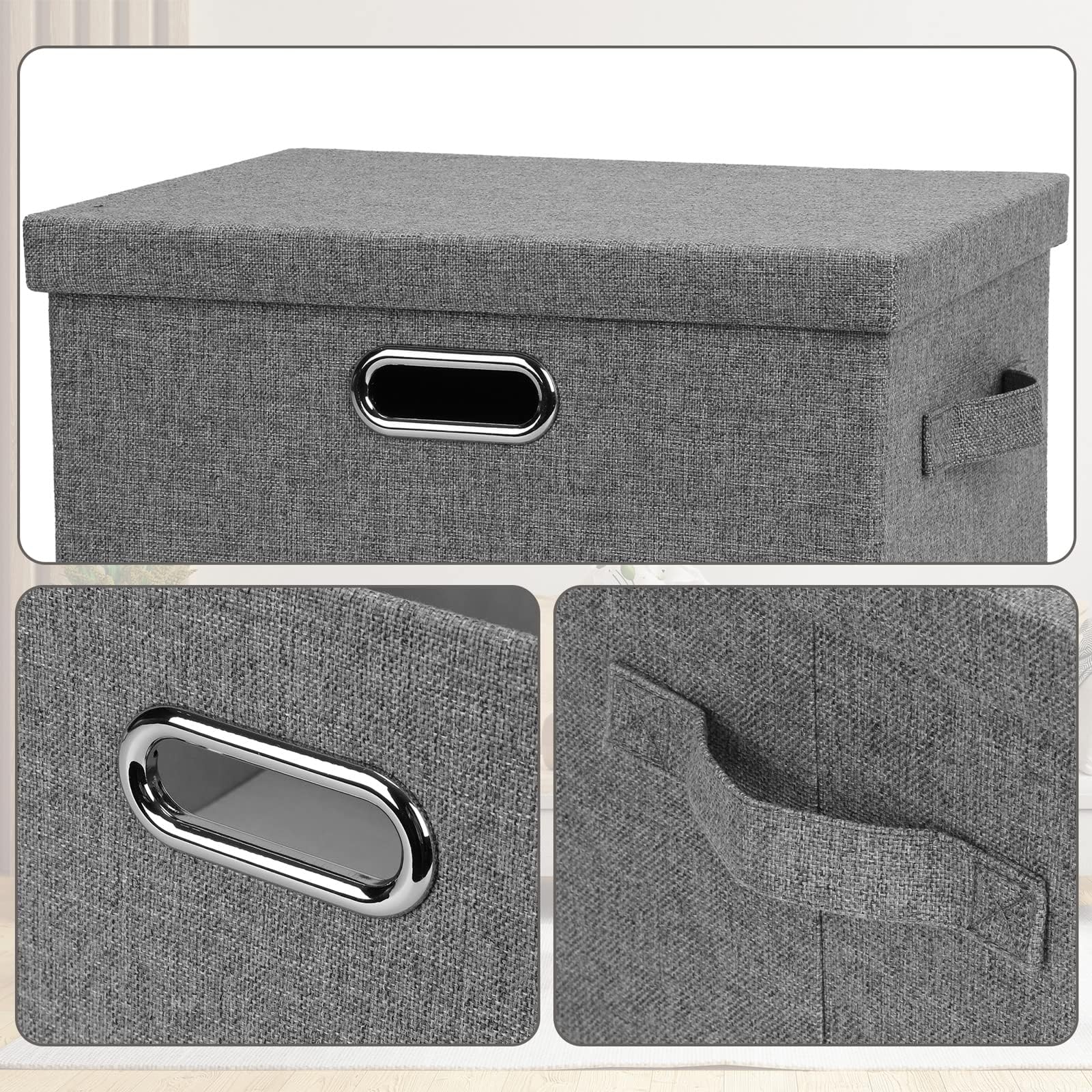 Medium 15" 21 Quart Collapsible Stackable Storage Bins with Lids