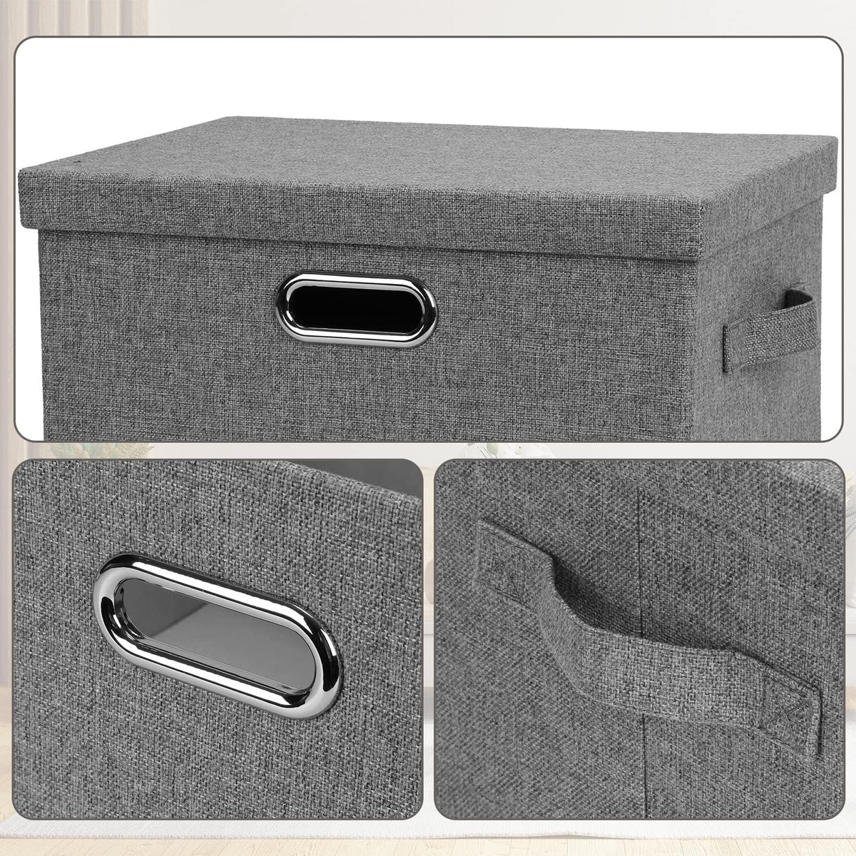 Medium 15" 21 Quart Collapsible Stackable Storage Bins with Lids
