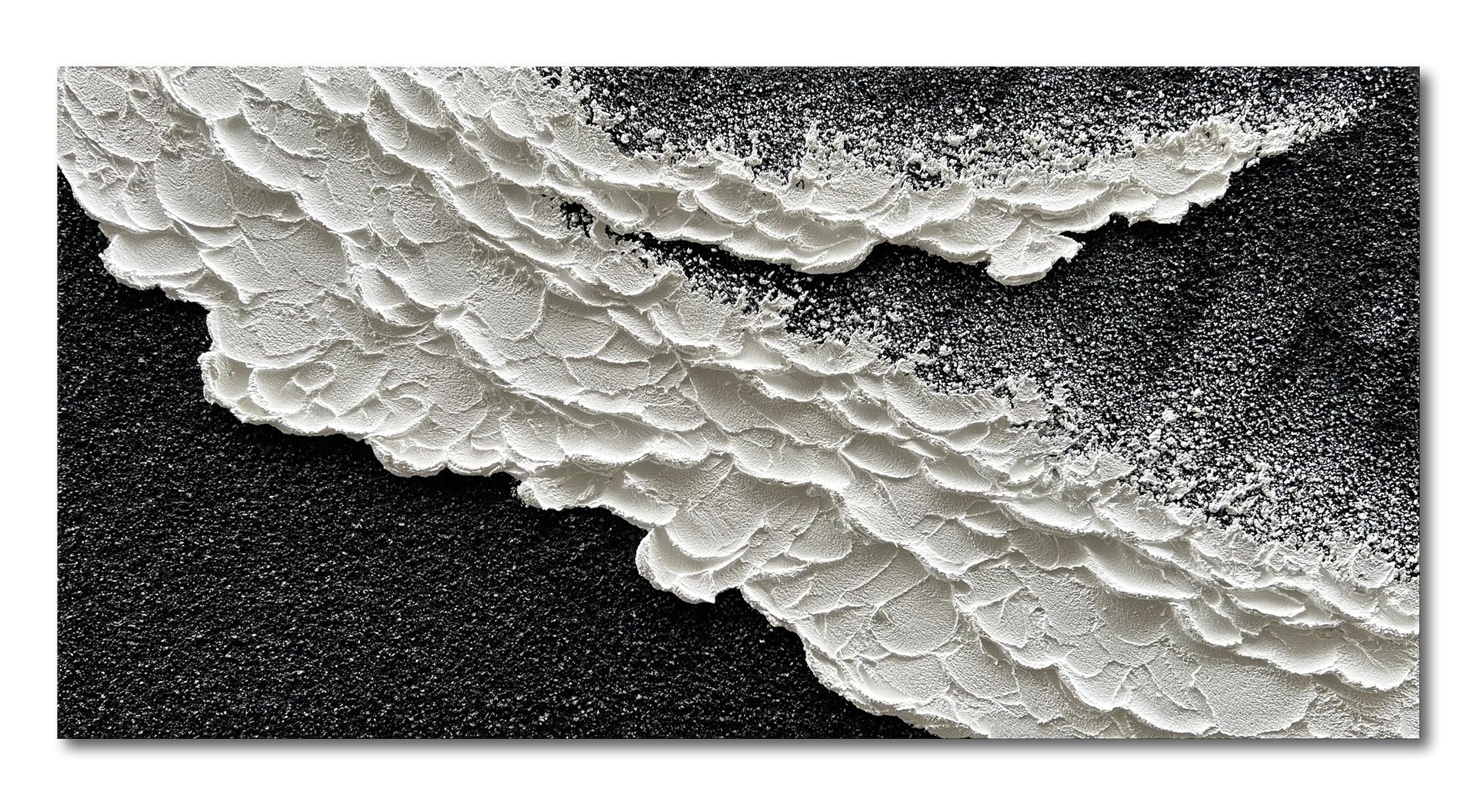 24x48 Inch Hand Painted 3D Ocean Wave Landscape Oil Painting Black and White Abstract Canvas Art Mural Family Wall Decoration Art