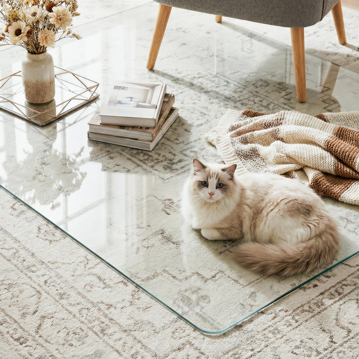 36"x48" Tempered Glass Chair Mat for Carpet & Hardwood Floors