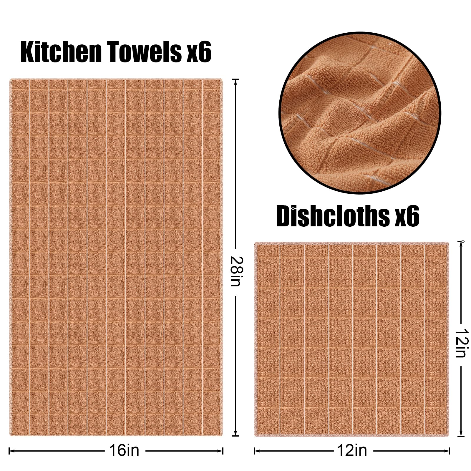 Microfiber Kitchen Towels and Dishcloths Sets (12 Count)