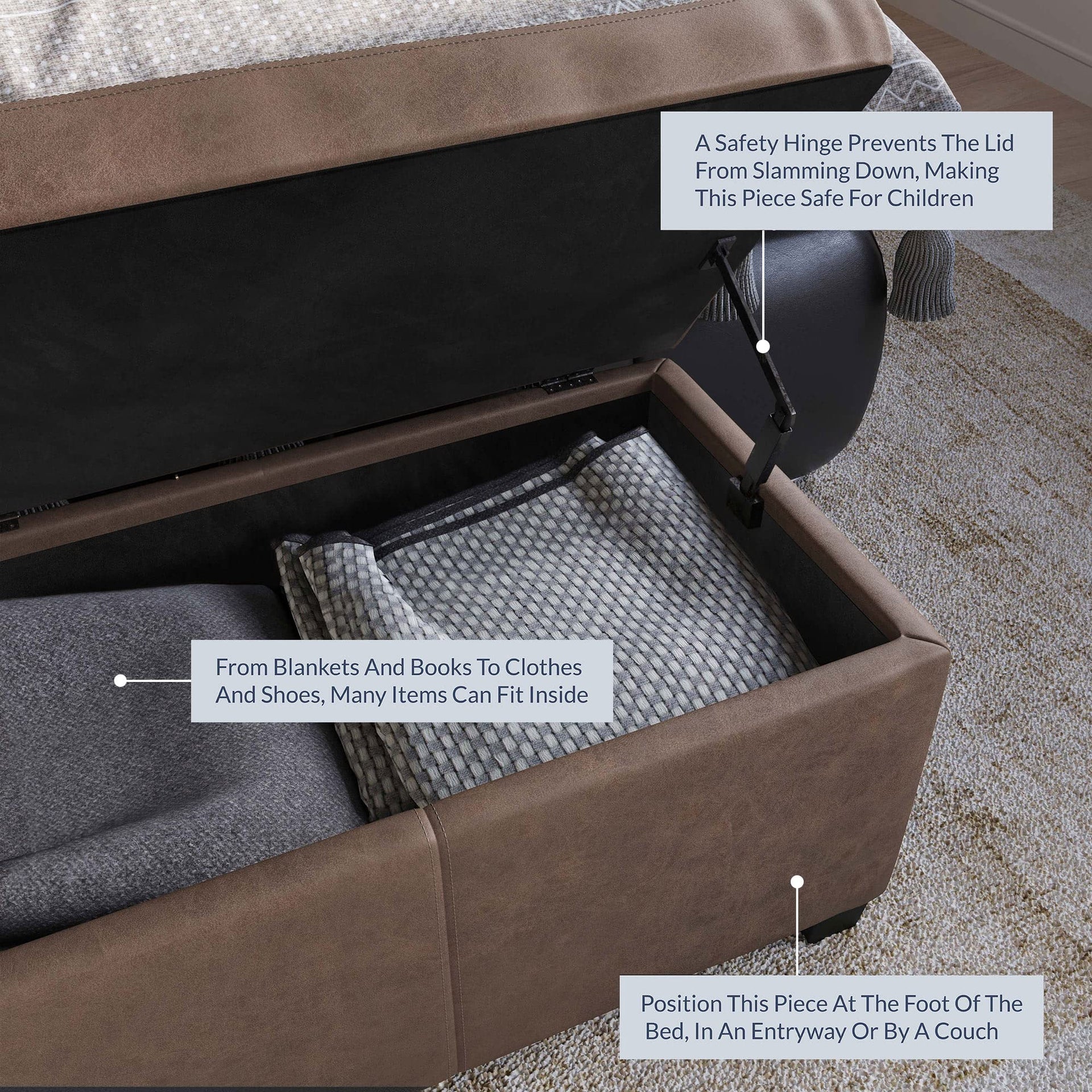Storage Faux Leather Ottoman