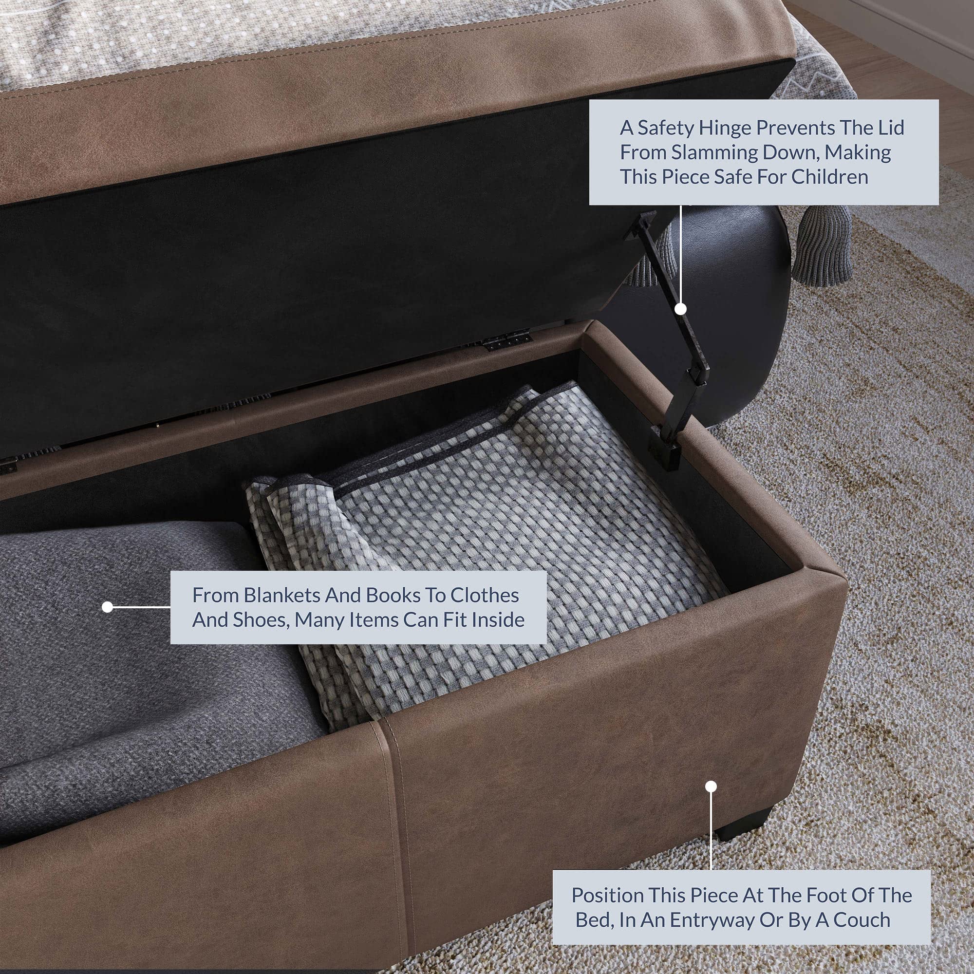 Storage Faux Leather Ottoman
