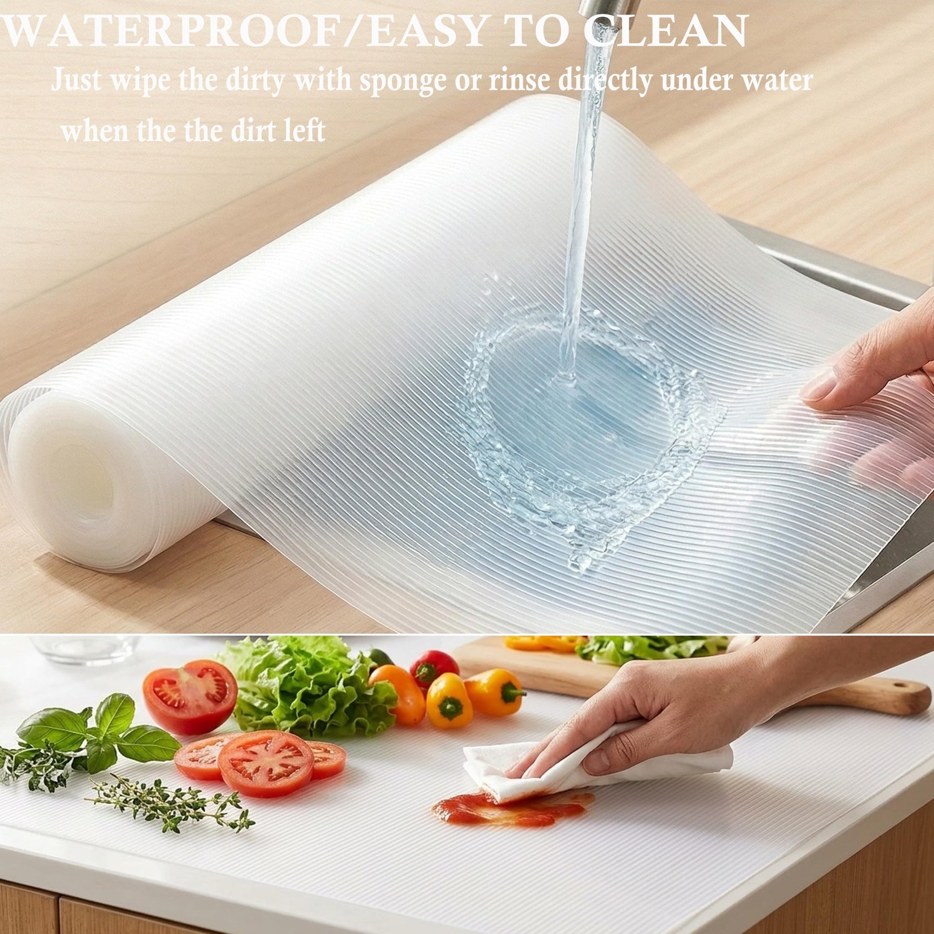 Shelf Liners for Kitchen Cabinets 11 Inch Wide X 20 Ft Non Adhesive Cabinet Drawer Liners Non Slip Clear Waterproof Closet Wire Pantry Shelves Liner Fridge Cupboard Mat for Kitchen Bathroom (18.33 Sq Ft)