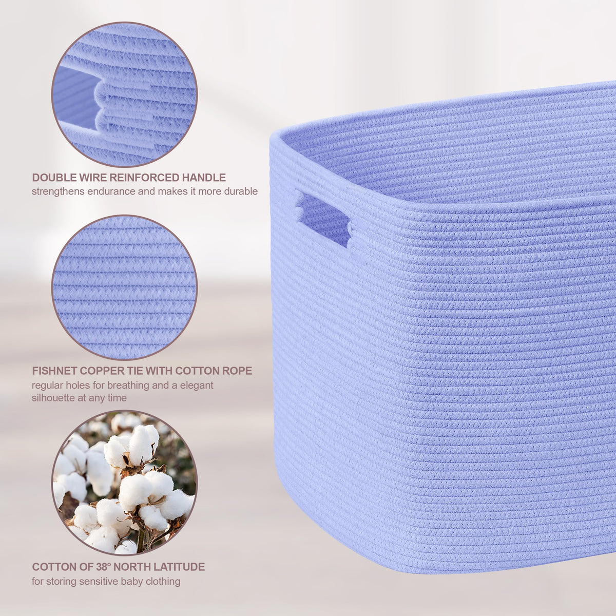 86L Large Woven Laundry Basket Hamper with Handles