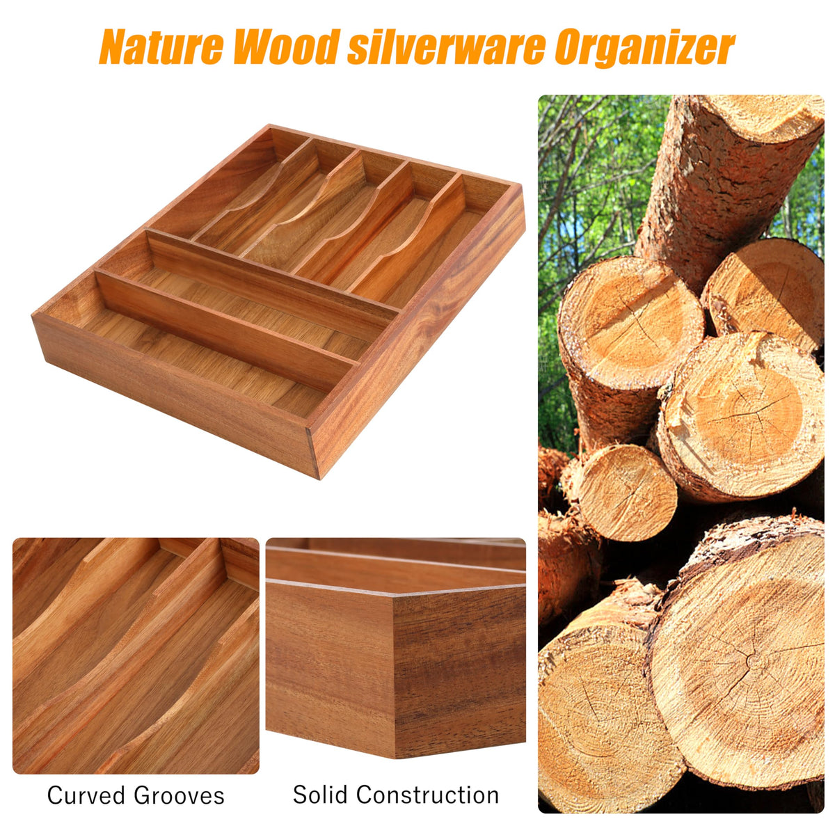 Bamboo Silverware Organizer